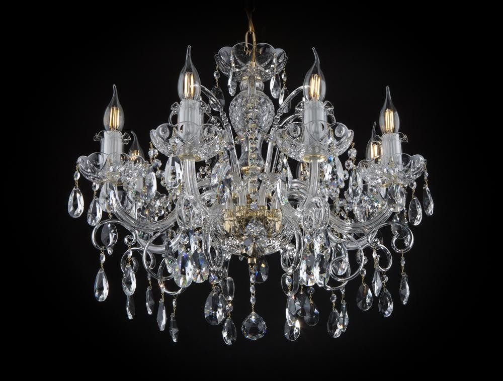 JVmoebel Kronleuchter Elegante Deckenleuchte mit Kristallsteinen in Gold, Warmweiß, Made in Europa