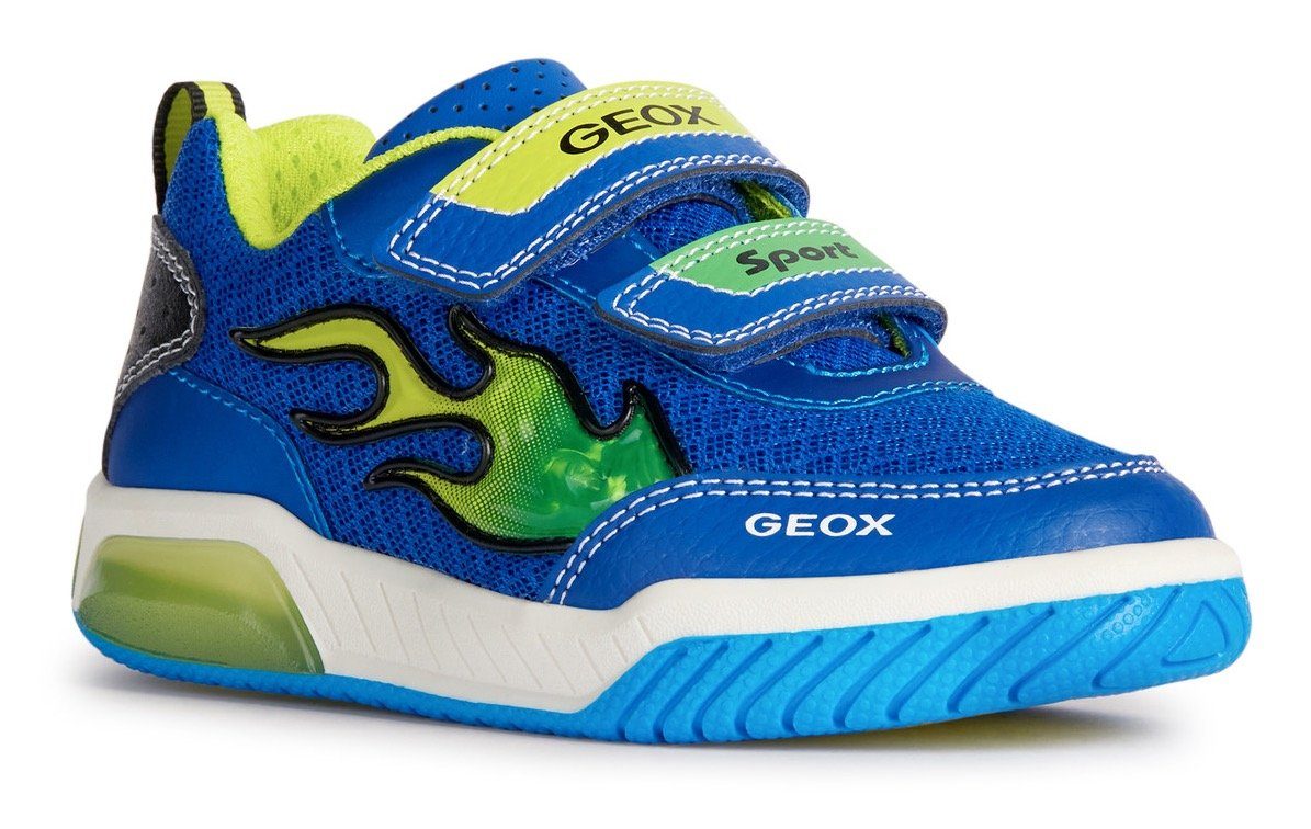 Geox Blinkschuh J INEK BOY Klettschuh mit Blinkfunktion zum Ein- und Ausschalten blau-lime | Sneaker