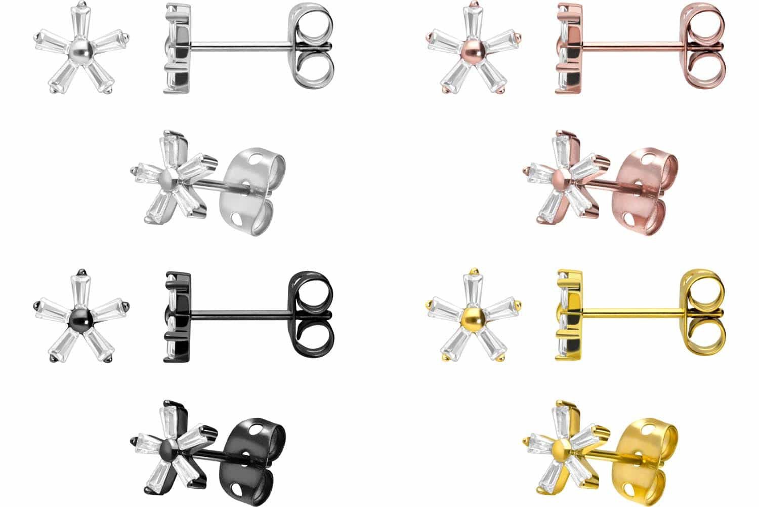 FILANGO Paar Ohrstecker Titan Ohrstecker KRISTALLBLUME günstig online kaufen