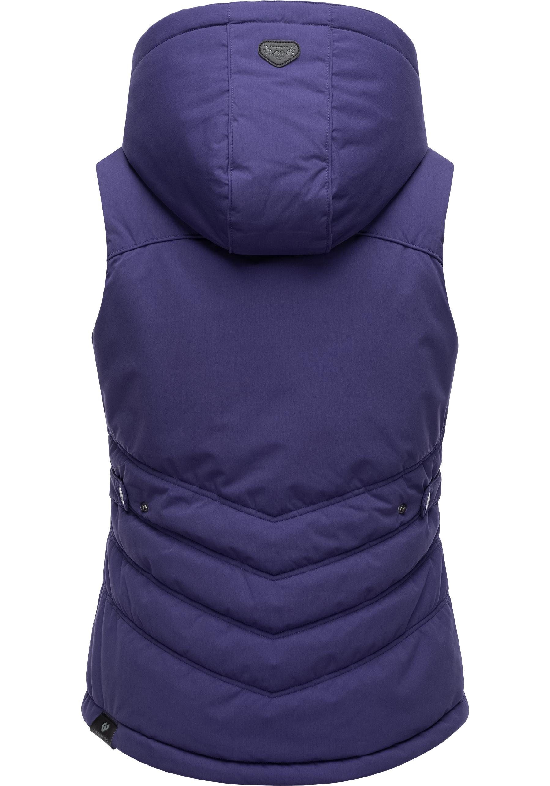 Ragwear Steppweste Hesty Wasserdichte Outdoor-Weste mit abnehmbarer Kapuze