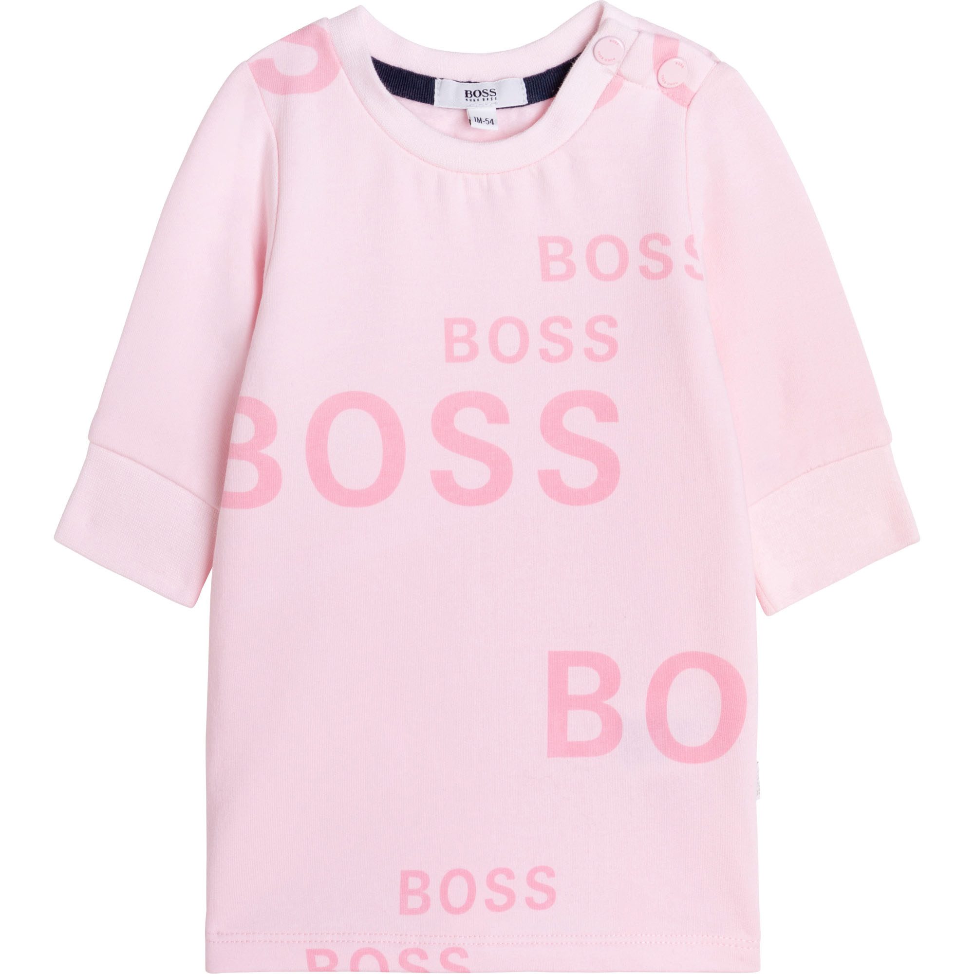 HUGO Sweatkleid Hugo Boss Baby Kinder Kleid, Hugo Boss Baby Mädchen Kinder Kleid, Rosa Logo