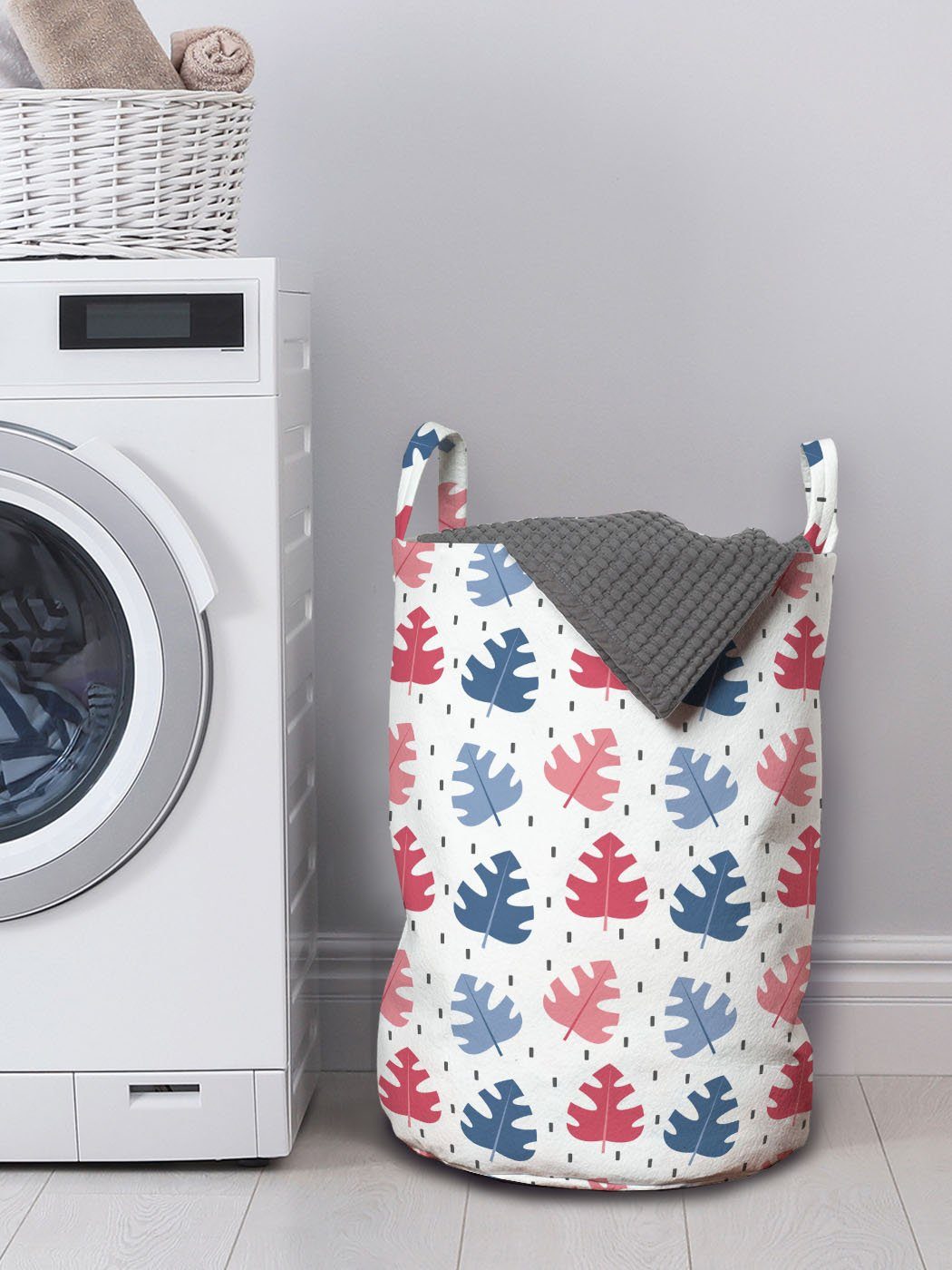 Wäschekorb Waschsalons, Griffen mit für Herbstlaub Abakuhaus Kordelzugverschluss Motive Grafik Blätter Wäschesäckchen