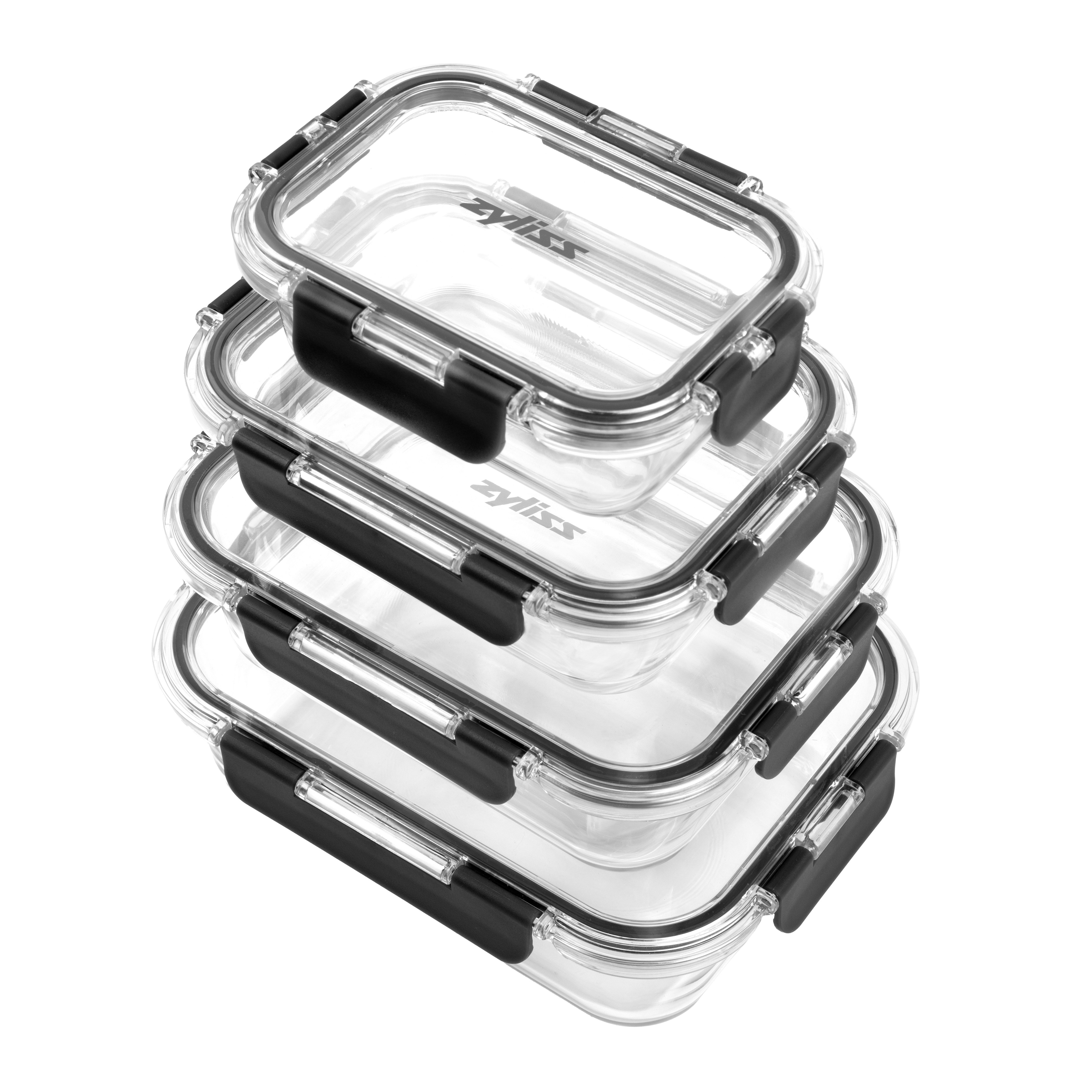 zyliss Vorratsdose Set Glas Vorratsbehälter, Borosilikatglas, (Spar-Set, 4-tlg., 4x Vorratsglas, Länge = 23 cm / 21 cm / 18 cm / 15 cm), anhaltender Geschmack für dauerhaften Genuss, 4 Größen im Set