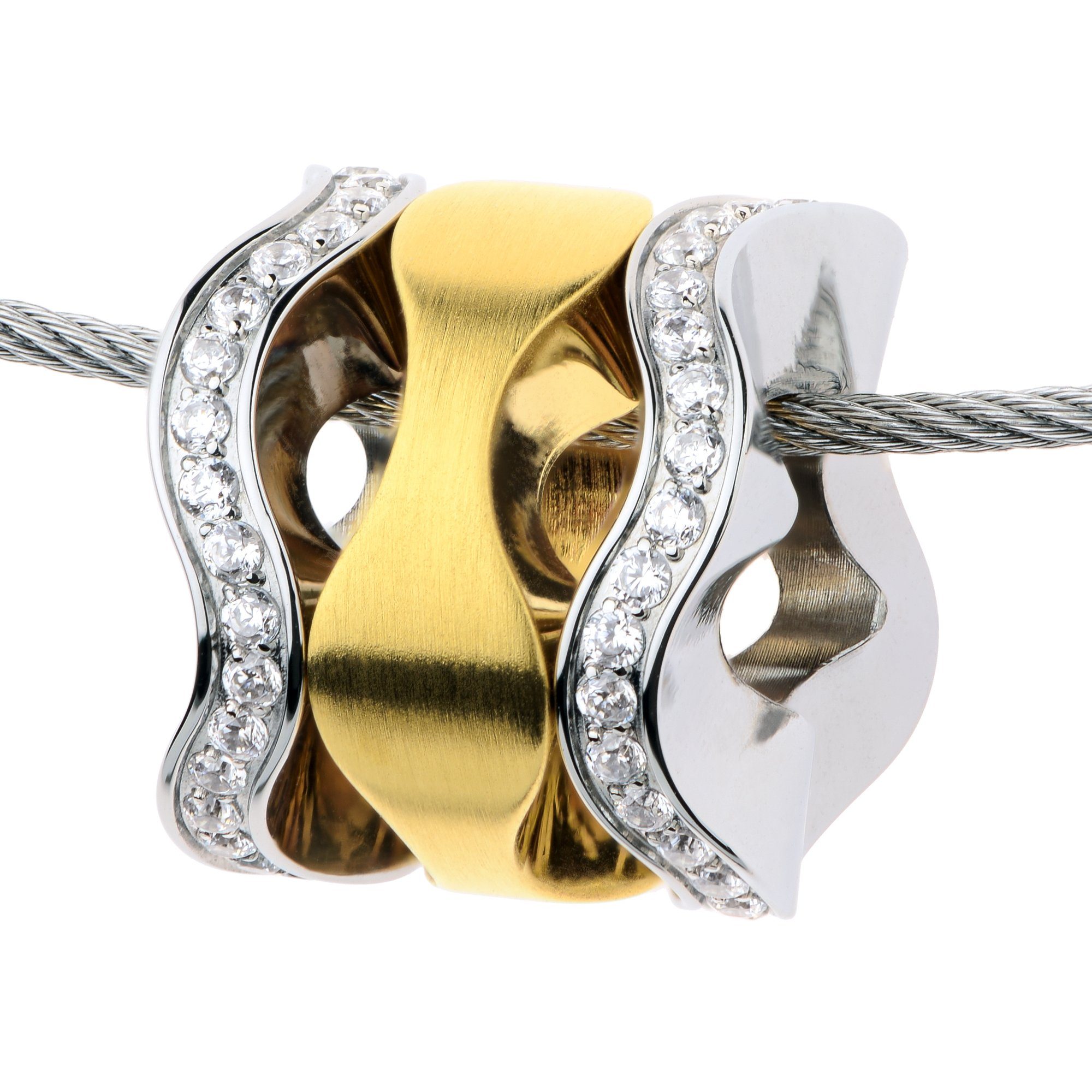 Ernstes Design Kettenanhänger Evia Anhänger Edelstahl teils goldfarben / Zirkonia AN920