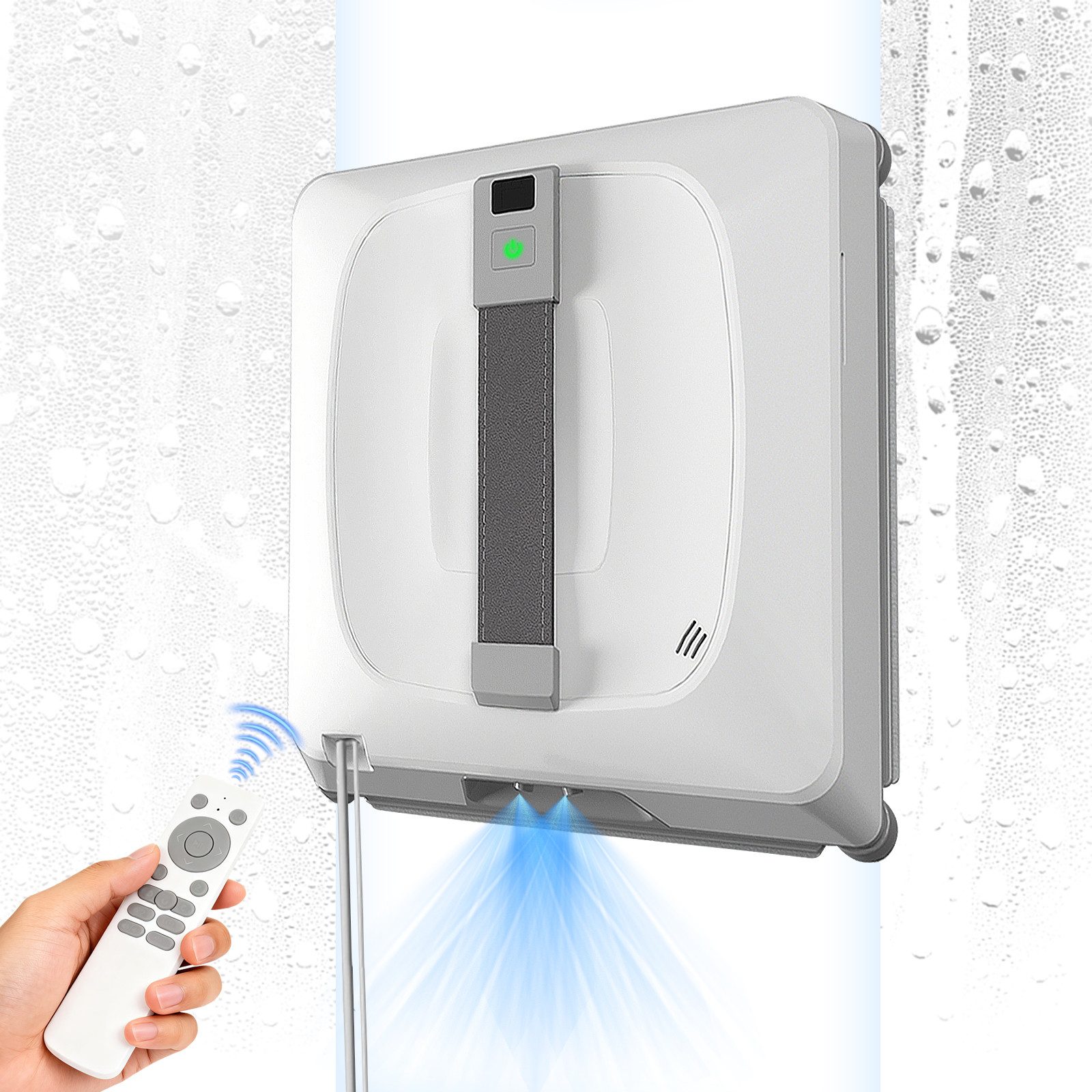 Grenintol Fensterputzroboter Automatischer Fensterputzroboter 8000PA,Fenstersauger mit Water Tank, Innovatives Sprühsystem & Intelligente Lasersensoren