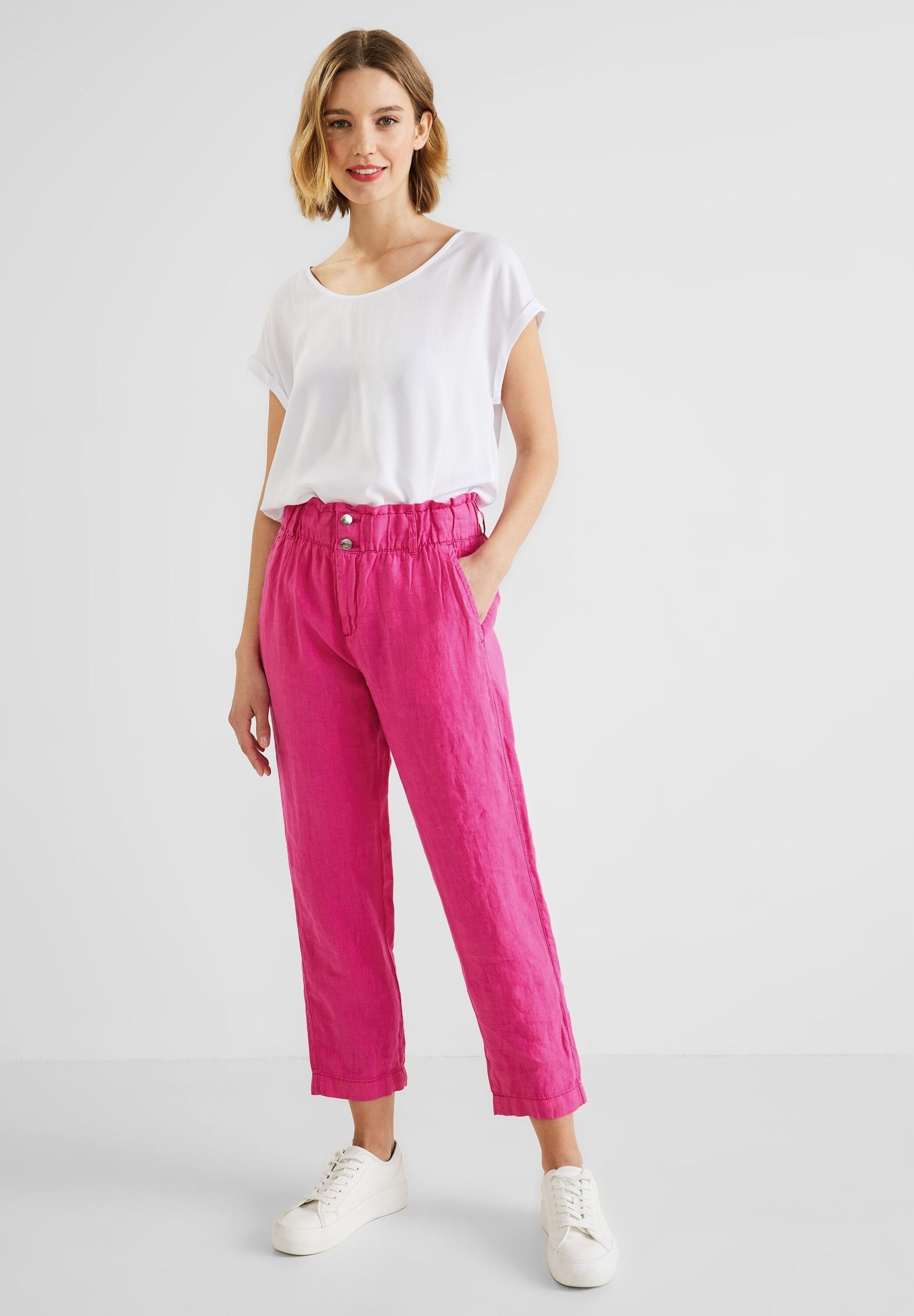 STREET pink Stoffhose Leinenhose ONE oasis Fit Loose