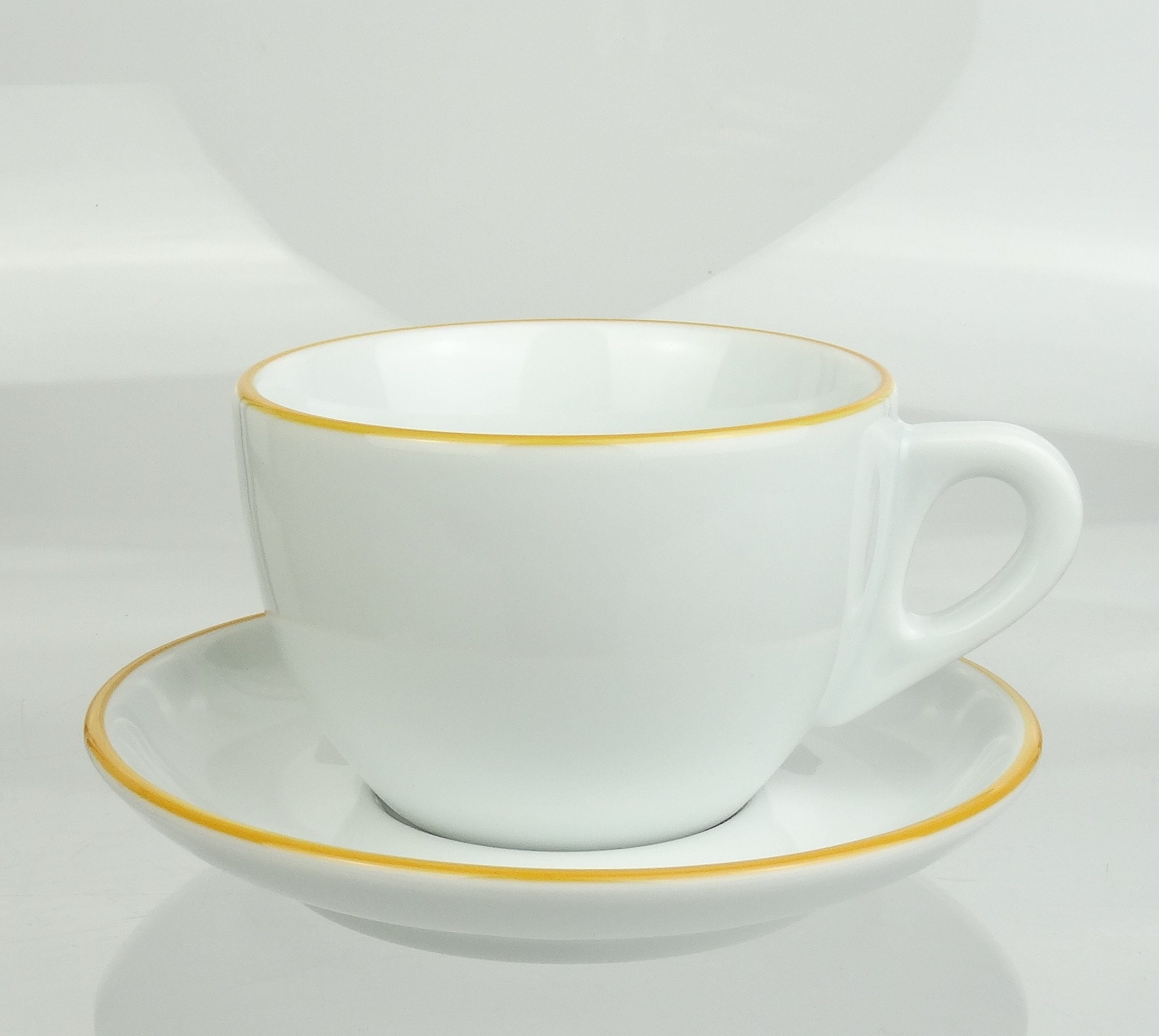 Ancap Cappuccinotasse dickwandig, gelber Rand, Made in Italy, Porzellan, 2-teilig