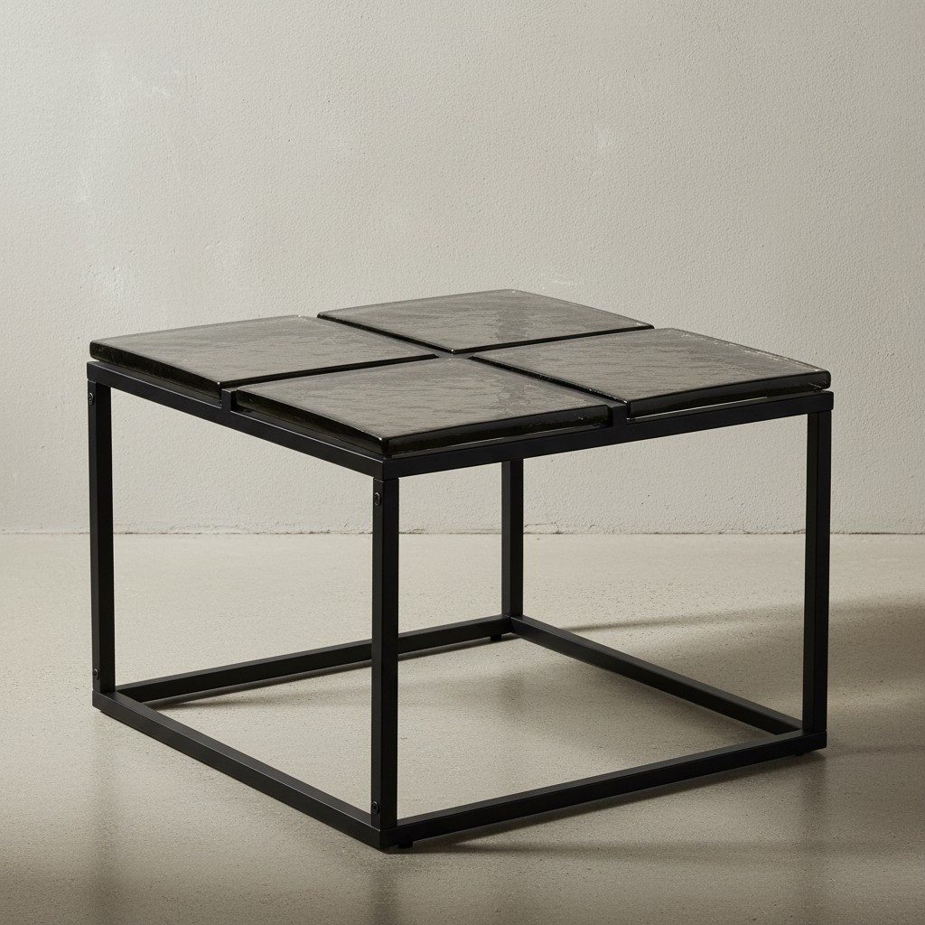 KADIMA DESIGN Couchtisch Couchtisch Glas Metall 58x58x43,5 cm Sofatisch Schwarz, Design (Beistelltisch Anstelltisch Wohnzimmer), Wohnzimmertisch Quadratisch, Kleiner Kaffeetisch Modern