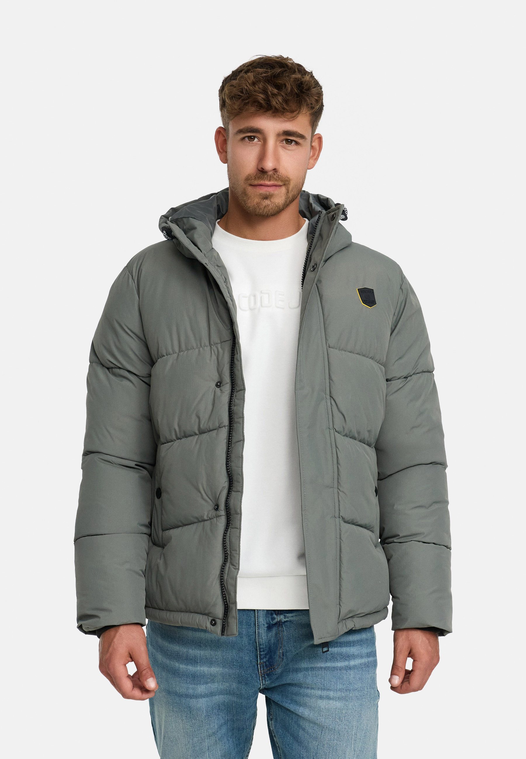 Indicode Winterjacke Herren INLaurits Jacket Herrenjacke Daunen-Optik mit Kapuze und sportiver Steppoptik