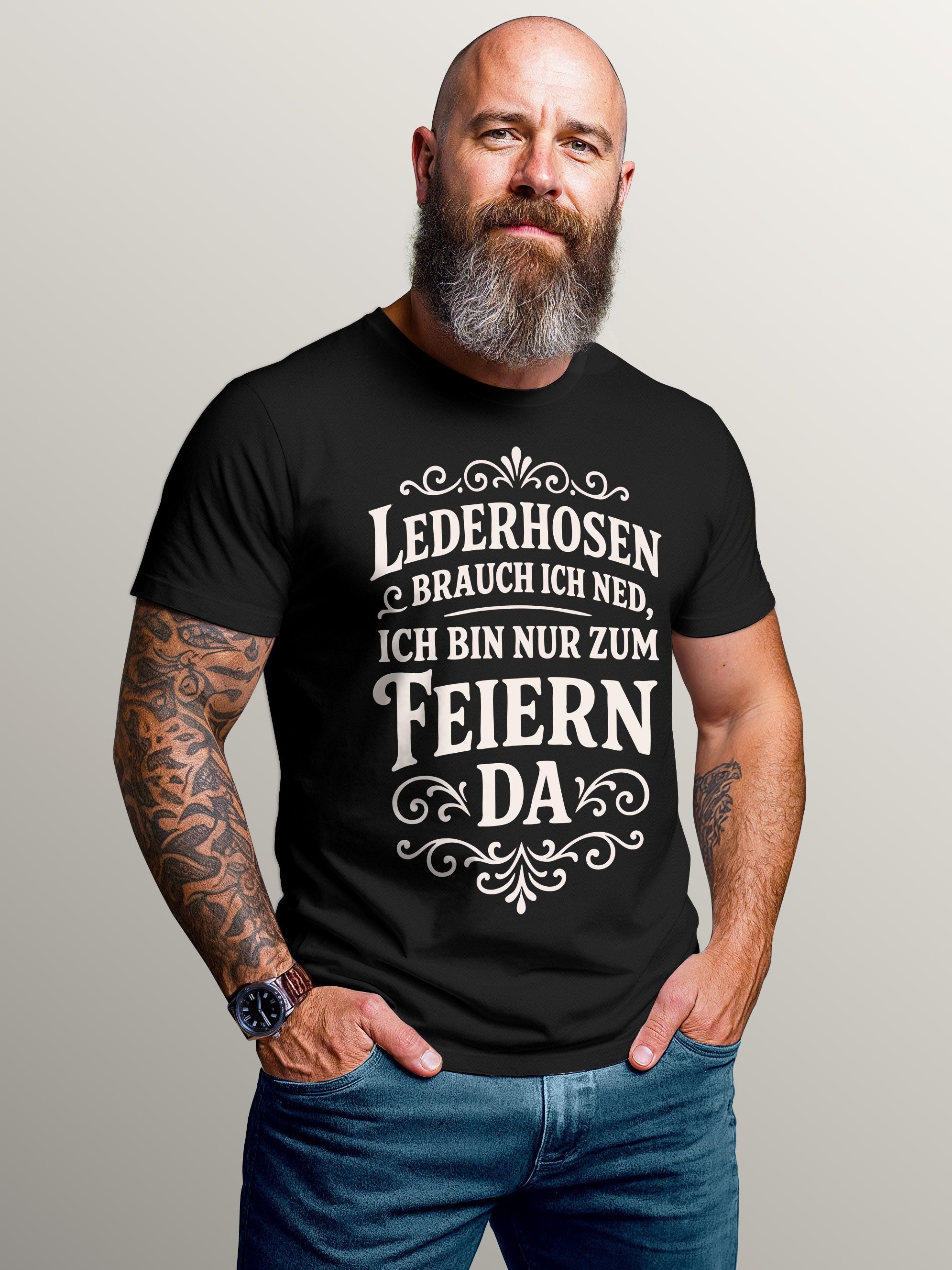 MoonWorks Print-Shirt Herren T-Shirt für das Oktoberfest - Lederhosen brauch ich ned, ich mit Print