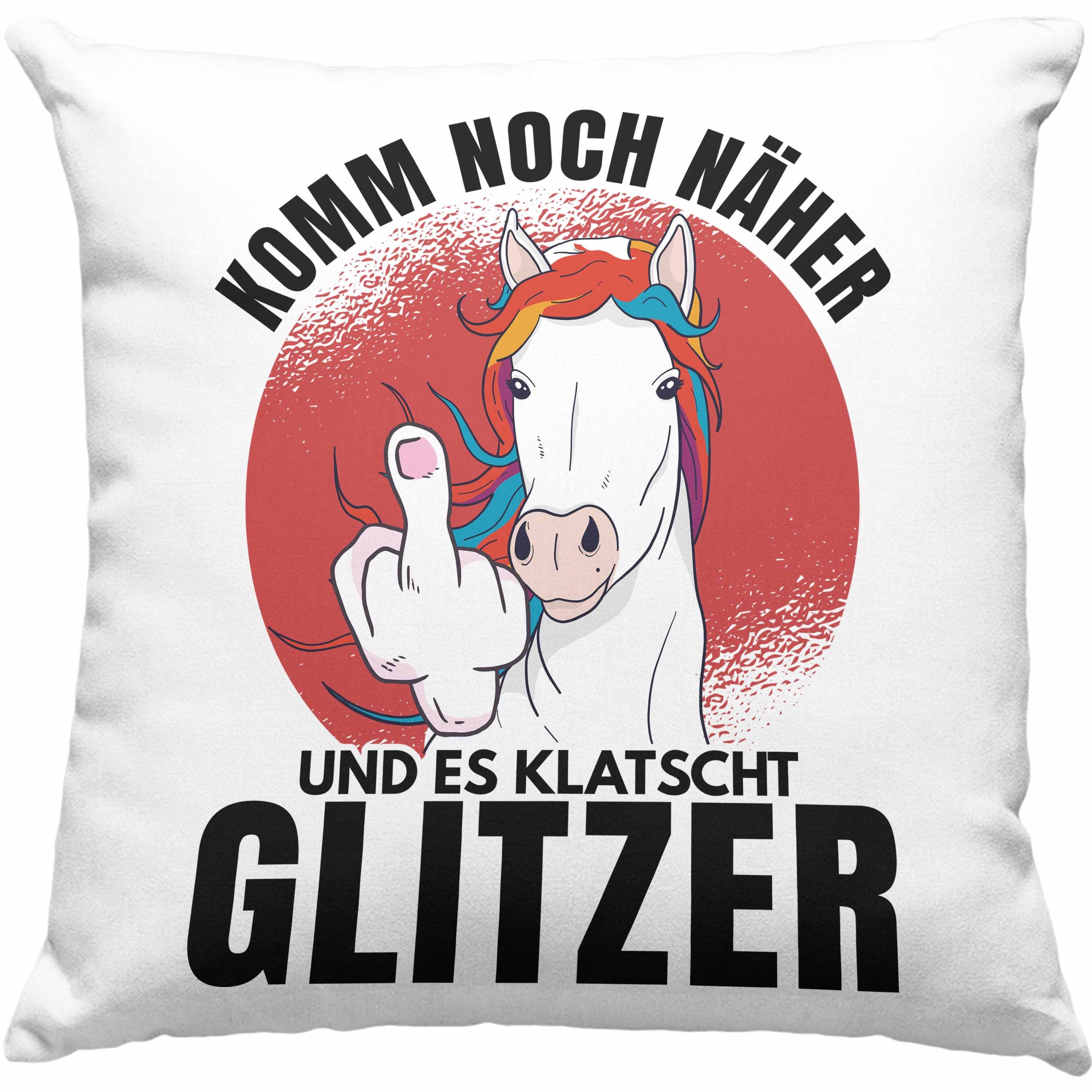 Trendation Dekokissen Trendation - Komm Kissen Geschenk Und Blau Spruch Füllung Glitzer Kollegen 40x40 Geschenk Sarkastischer Näher mit Noch Dekokissen Klatscht Es