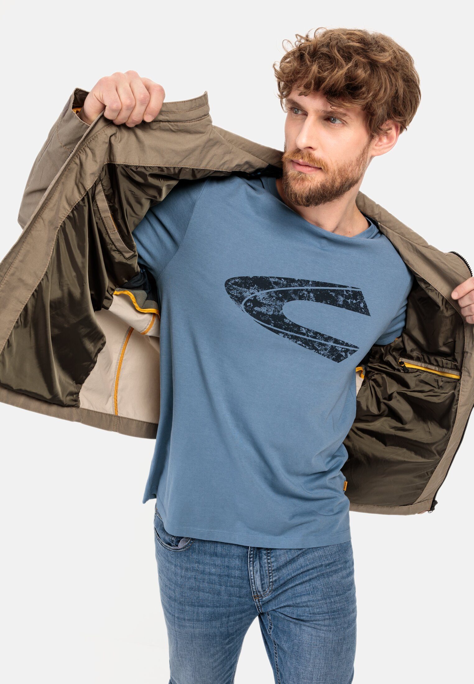 camel active Blouson Leichter Blouson mit Stehkragen Langarm Markenlabel