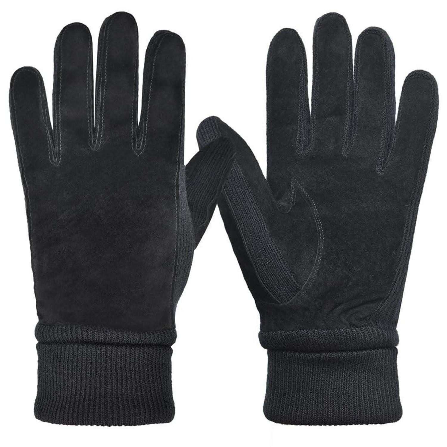 LuxusKollektion Thermohandschuhe Handschuhe Damen Winter Wildleder Fleece Schwarz SL024EU (1-St)