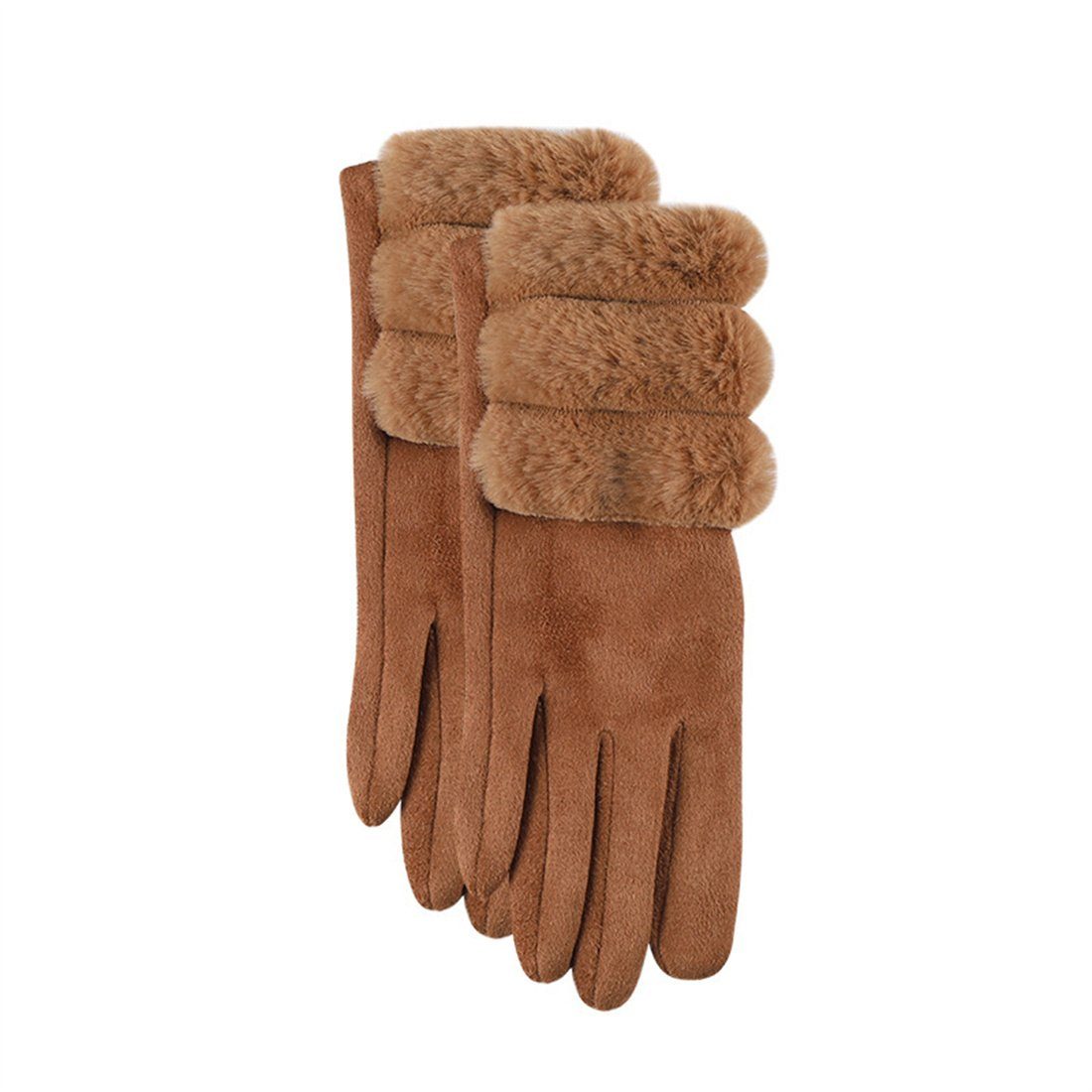 Reiten khaki Verdickter Warme Plüsch DÖRÖY Handschuhe Fleecehandschuhe Damenmode Handschuhe,