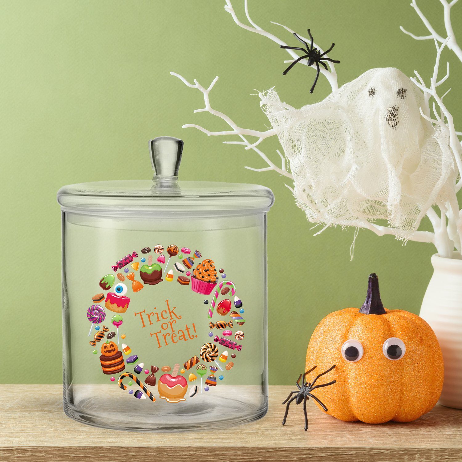 GRAVURZEILE Keksdose im UV-Druck or Trick Set) (Kein Candy Halloween Design, Treat Glas