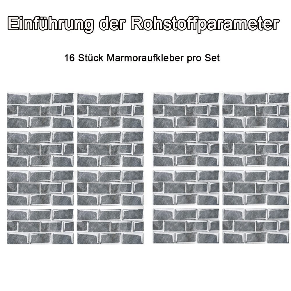 TUWENA Fliesenaufkleber Küchen Fliesenaufkleber, Mosaik Fliesenaufkleber (16 St)