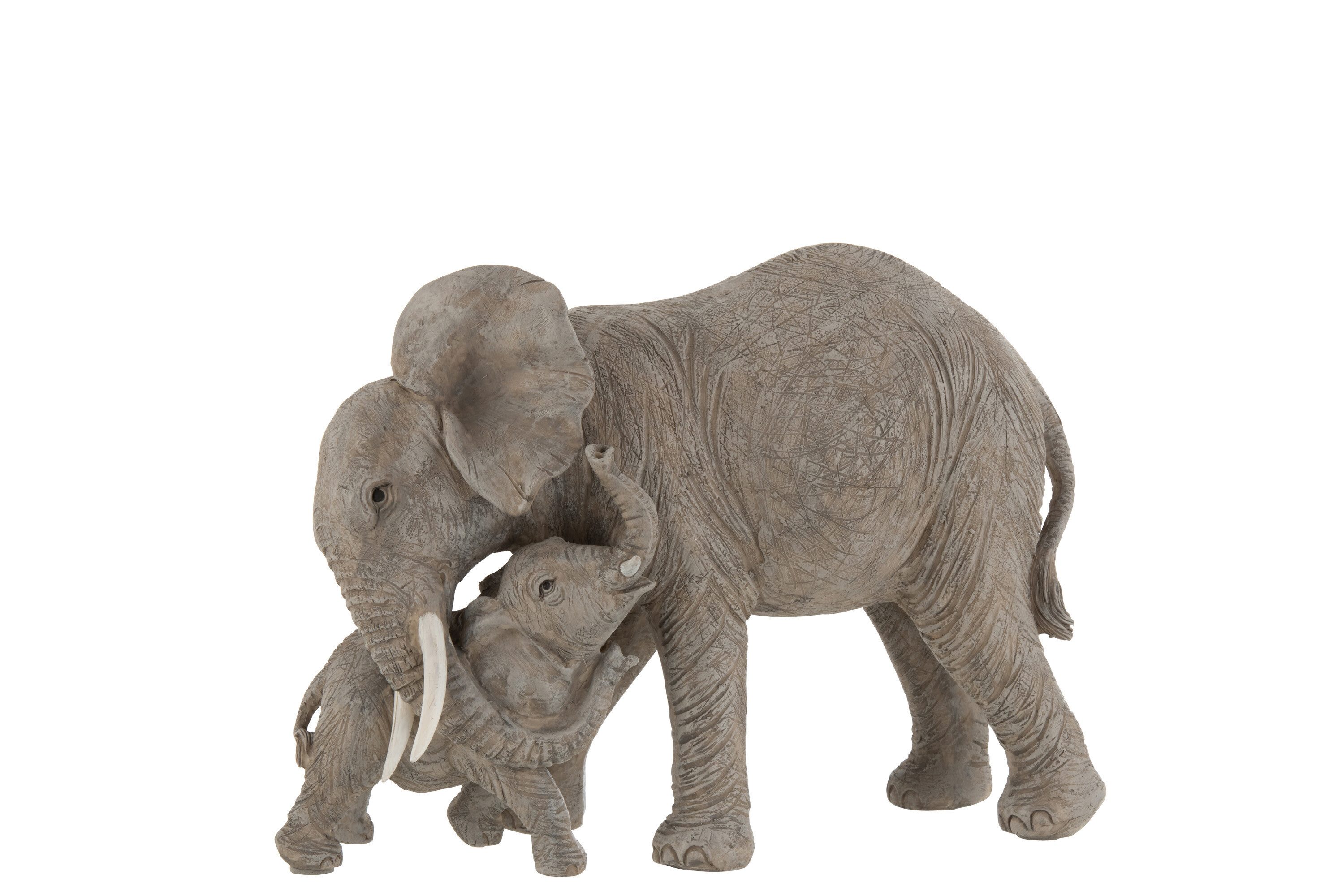 J-line Tierfigur Elefant Mutter & Kind Figur Polyresin grau, detailreiche Elefantenfigur