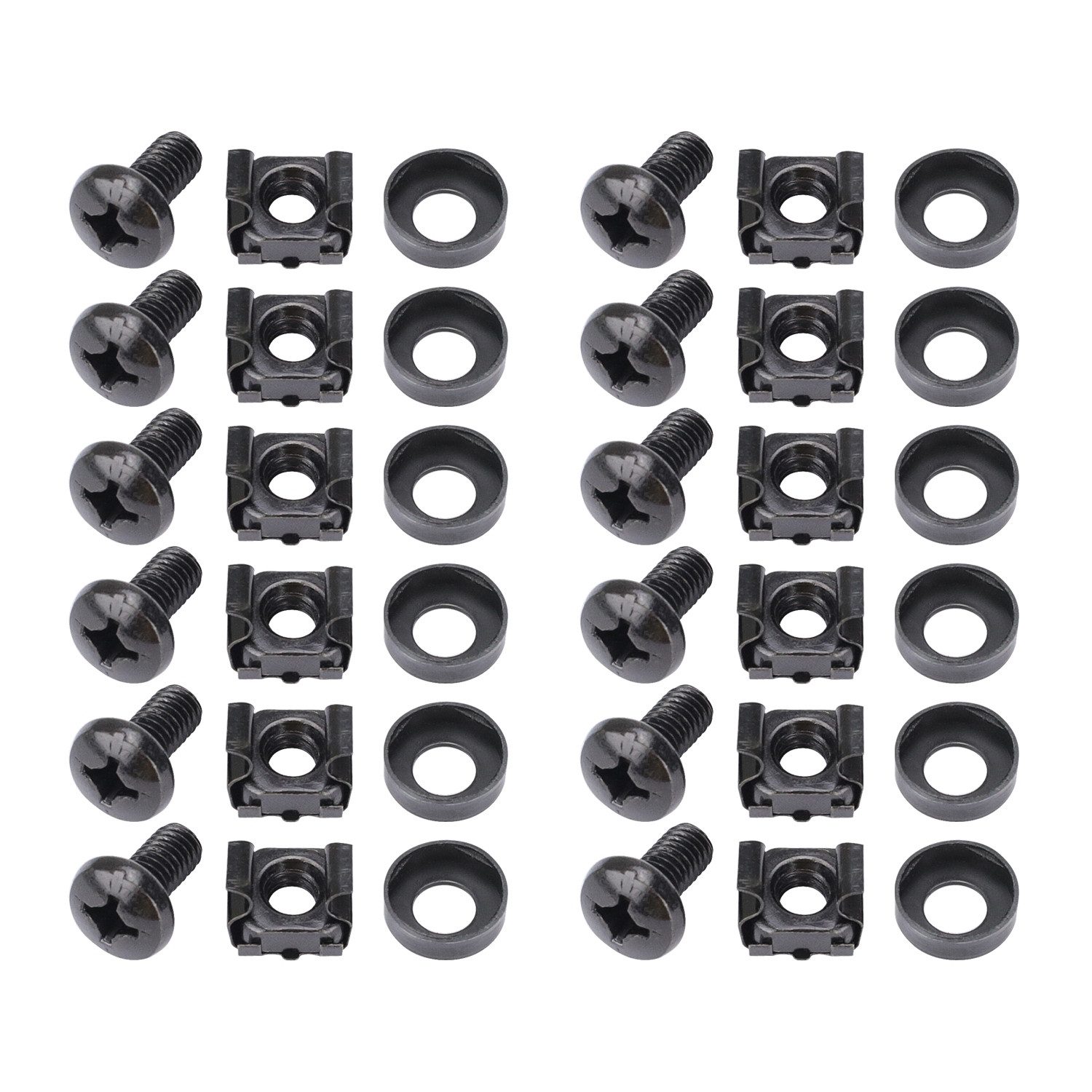 HMF Serverschrank 61012-12er Set Käfigmuttern für 10" oder 19" Serverschrank, Netzwerkschrank, M6 Montageschrauben, schwarz
