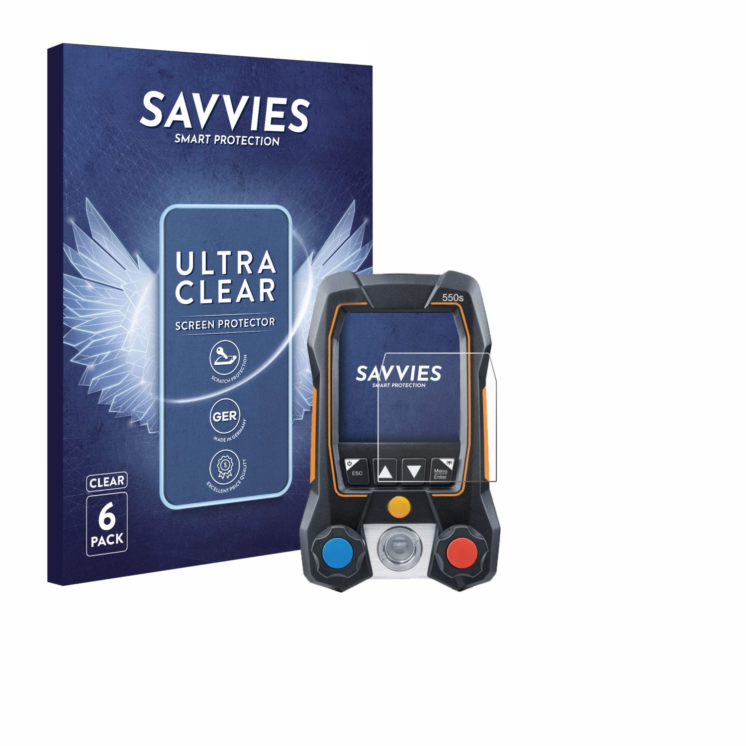 Savvies Displayschutzfolie Schutzfolie für Testo 550s, 6 Stück, Displayschutz Schutz Folie Klar Transparent