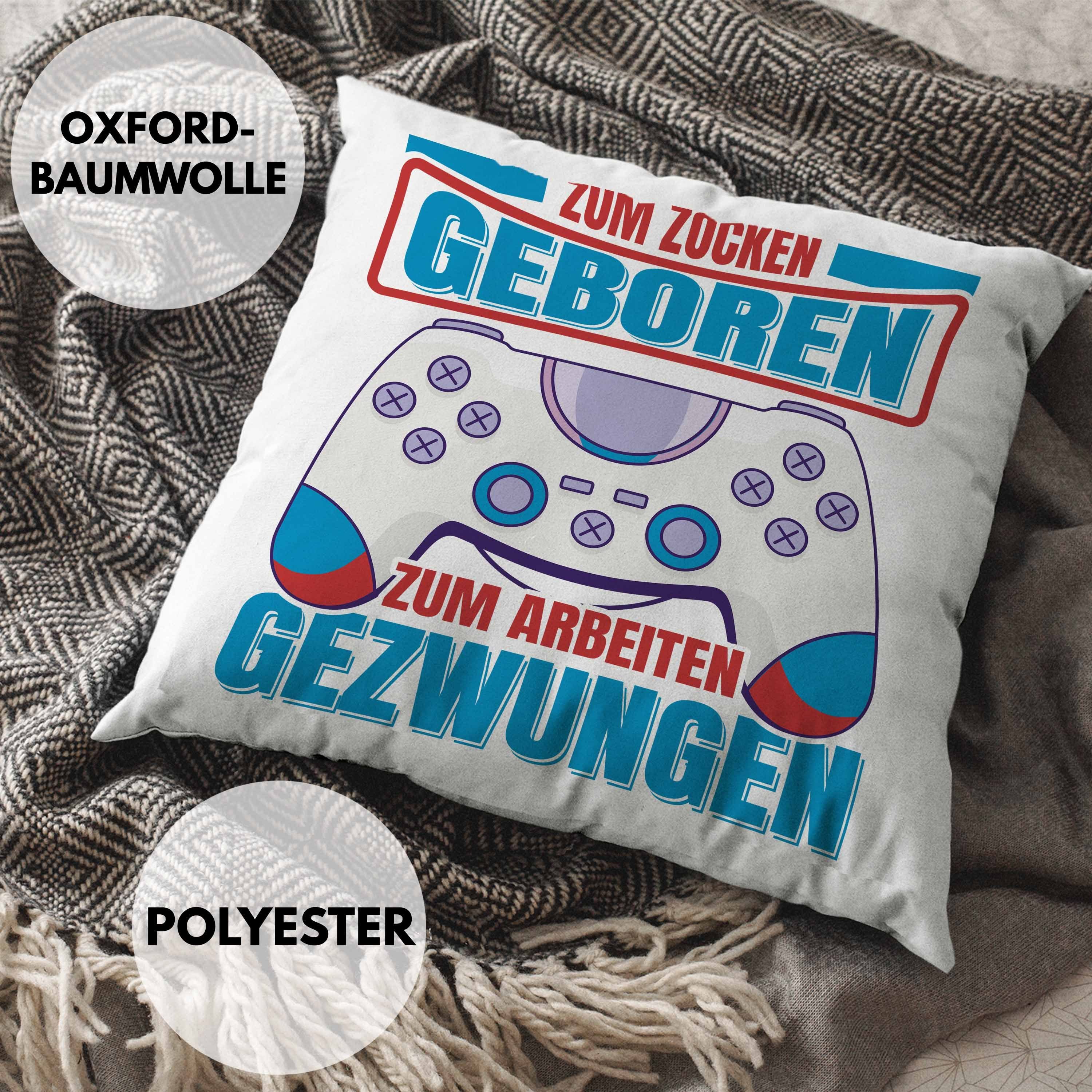 Trendation Dekokissen Zum Gamer Geburtstag Gamer - Geschenk Zocker Lustige Gamergirl mit Zocken Geschenkidee Kissen Trendation 40x40 Rosa Dekokissen Geboren Füllung