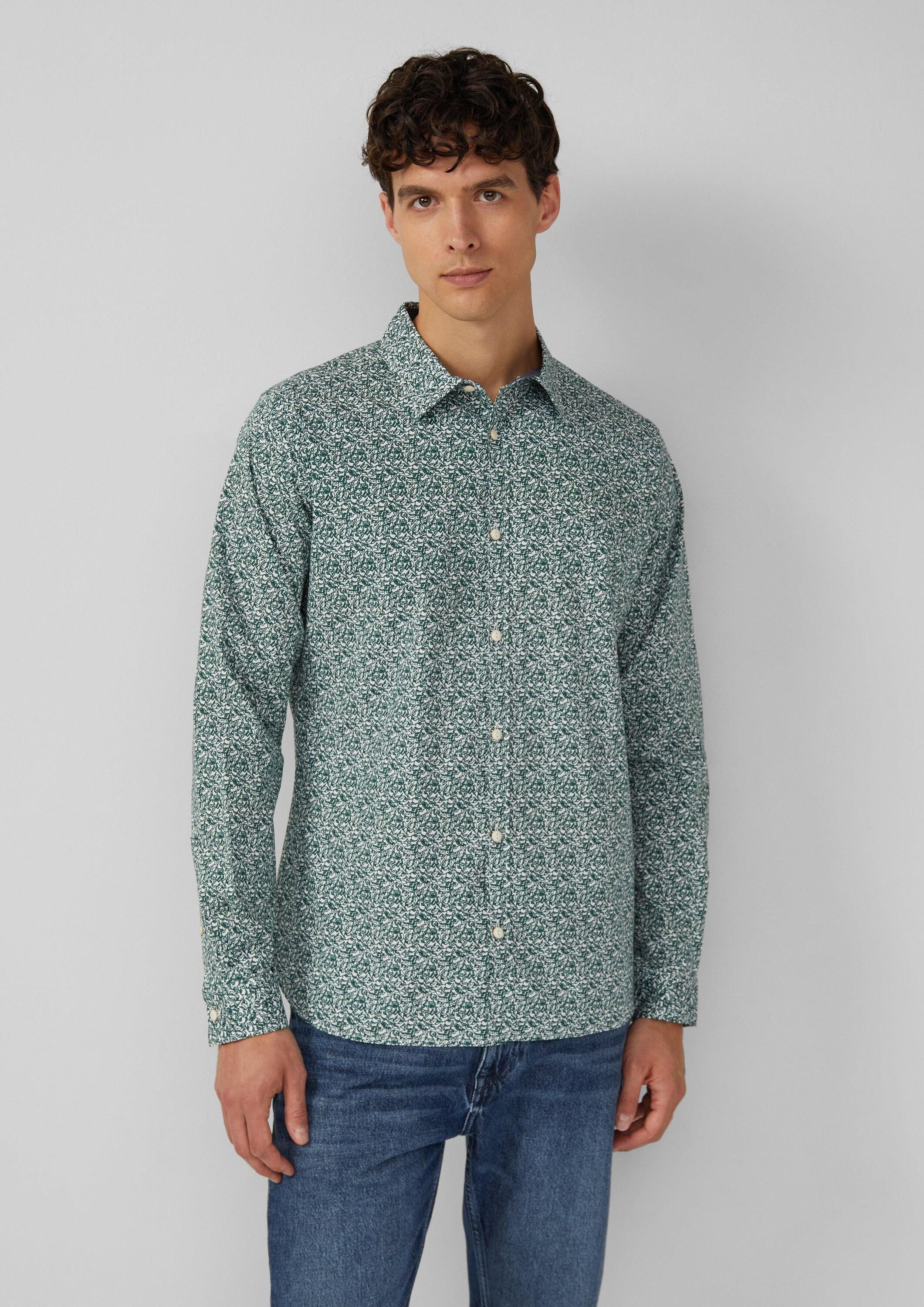 s.Oliver Langarmhemd Hemd Slim Fit: Baumwollhemd mit All-over-Print günstig online kaufen