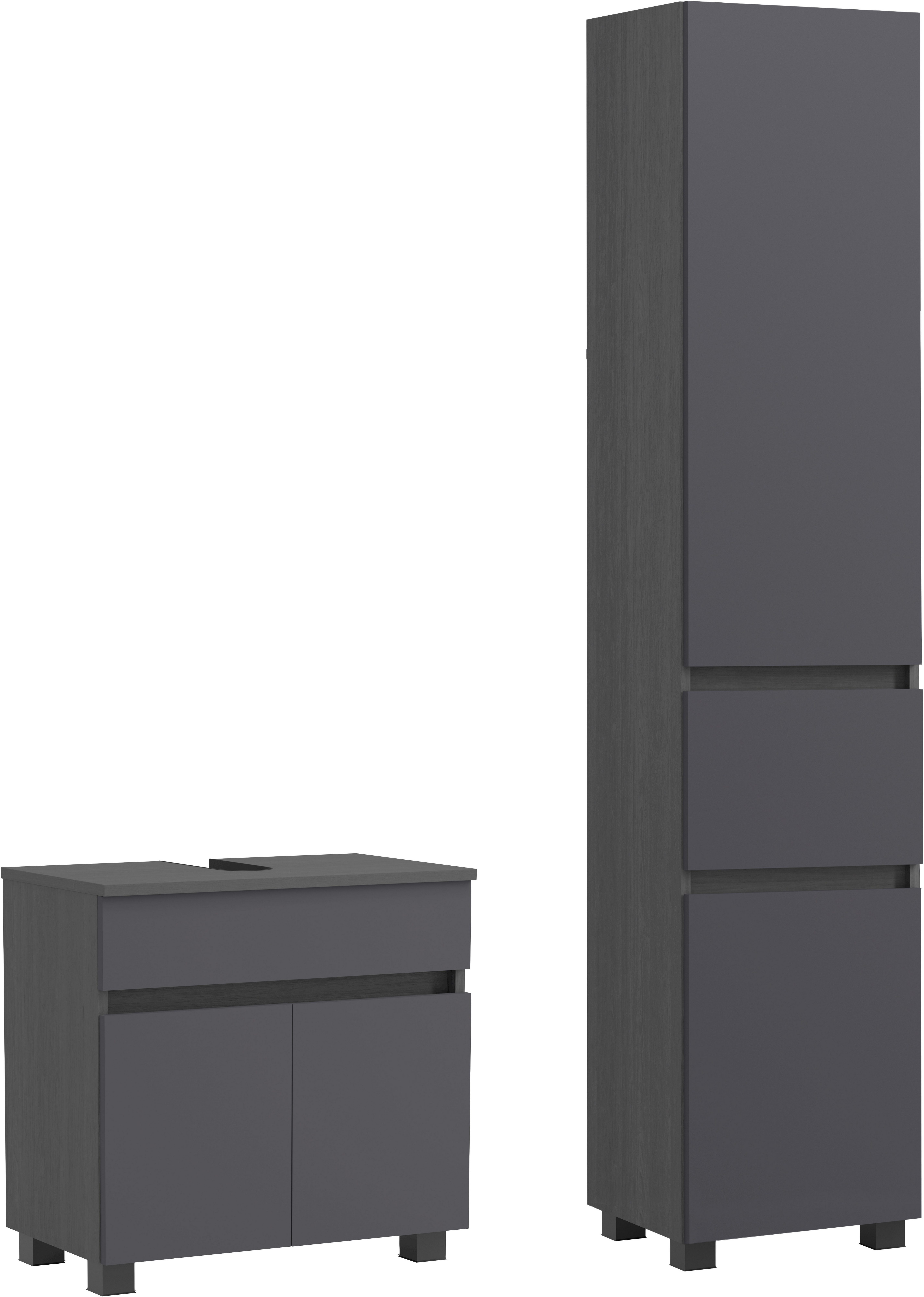 OTTO home Badmöbel-Set BOZEN, 2-tlg. Unterbecken-Set - Seitenschrank, (Badezimmerschrank, Badschrank, Stauraum, Badmöbel, Schrank), Umfangreicher Typenplan für viele Badlösungen, flexibel kombinierbar