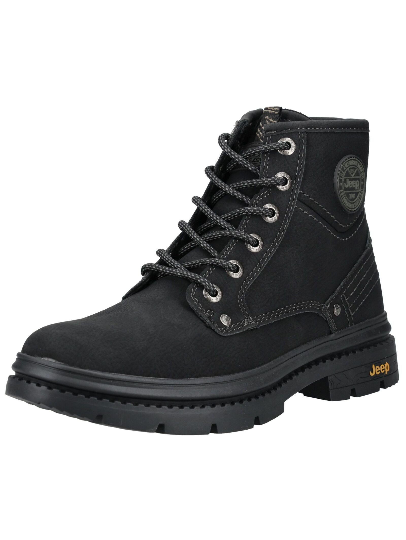 Jeep Stiefelette Leder/Textil . Schnürstiefelette günstig online kaufen