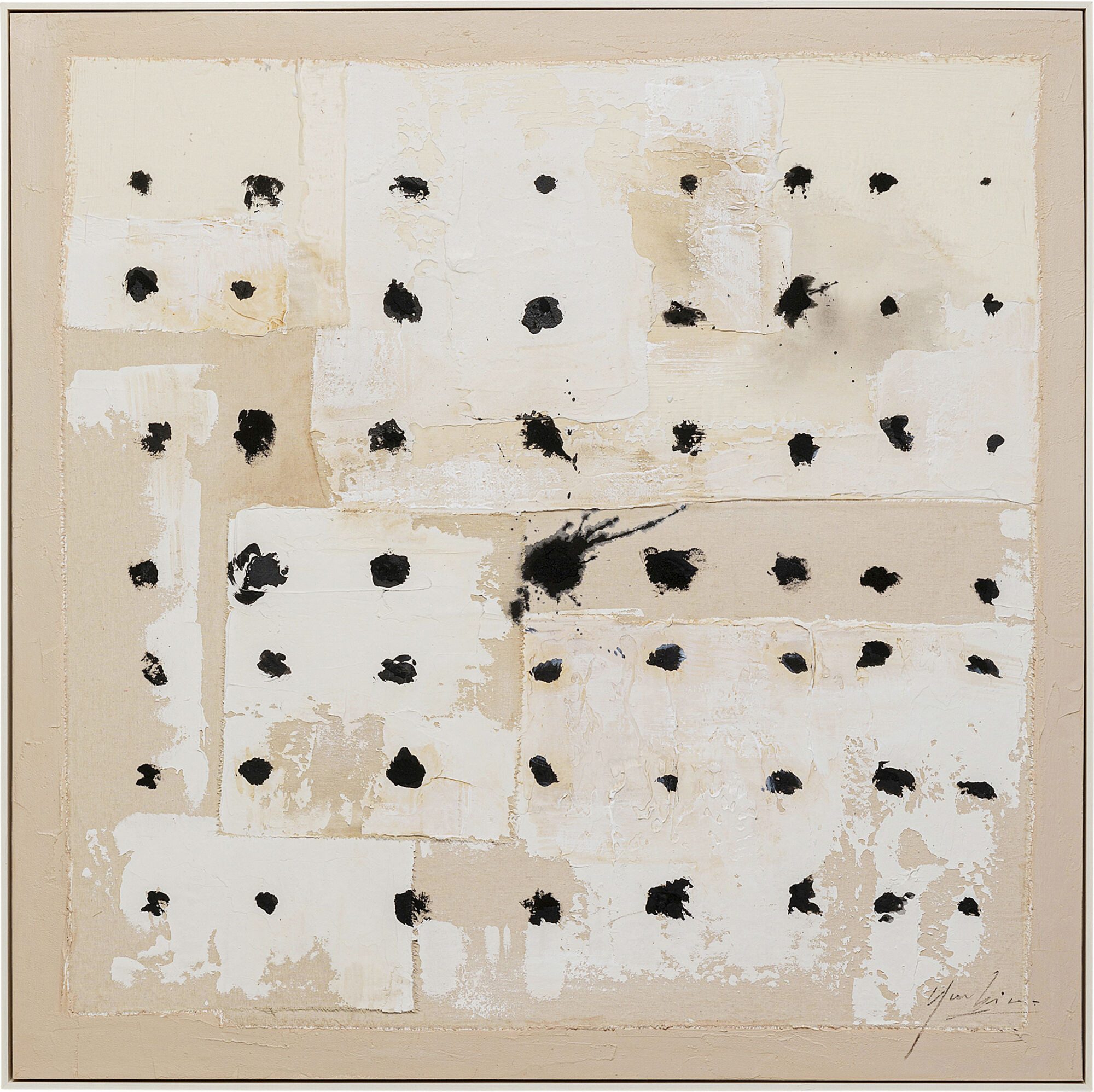 Kare Design Leinwandbild Creative Dots, Abstrakt, handgemalt, 120x120 cm