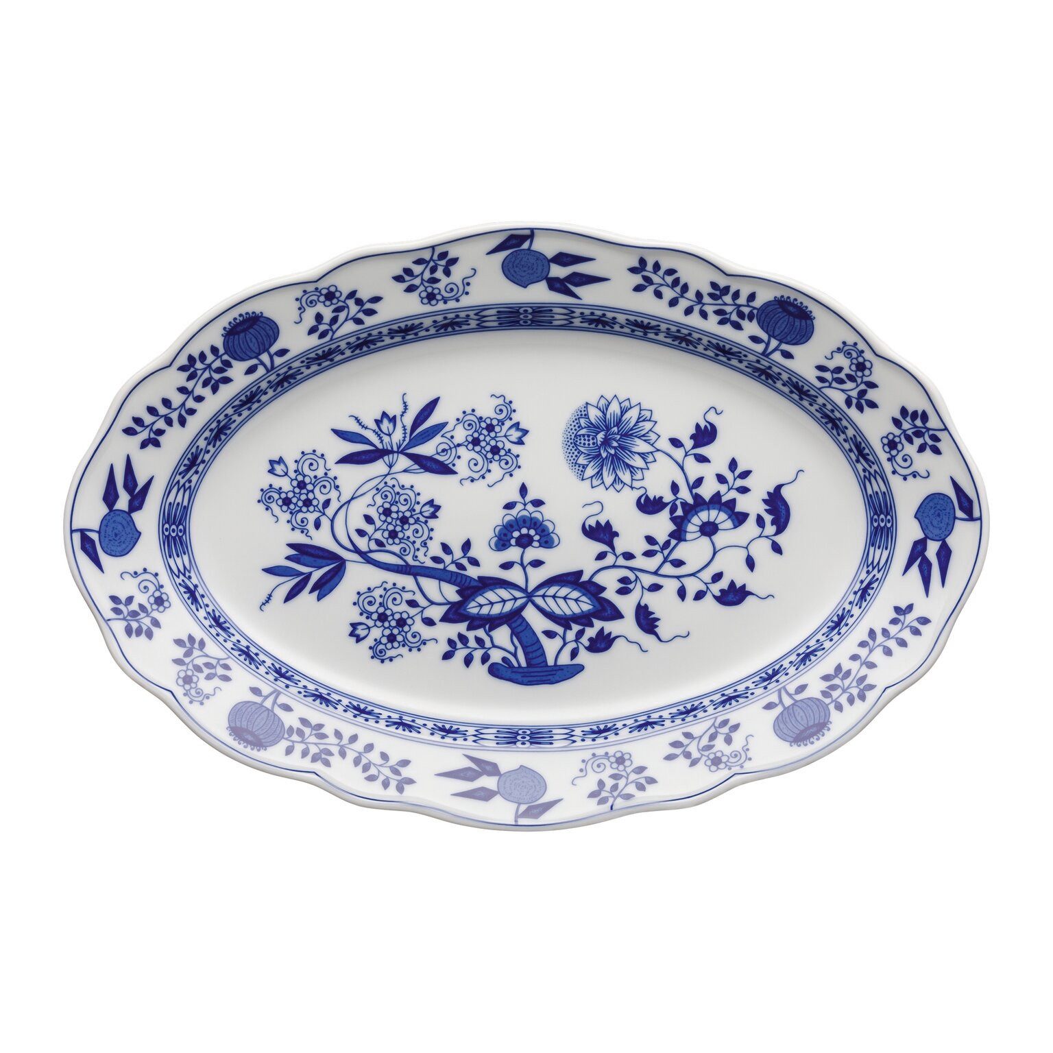 Hutschenreuther Servierplatte Hutschenreuther Blau Zwiebelmuster Platte, Porzellan, Porzellan