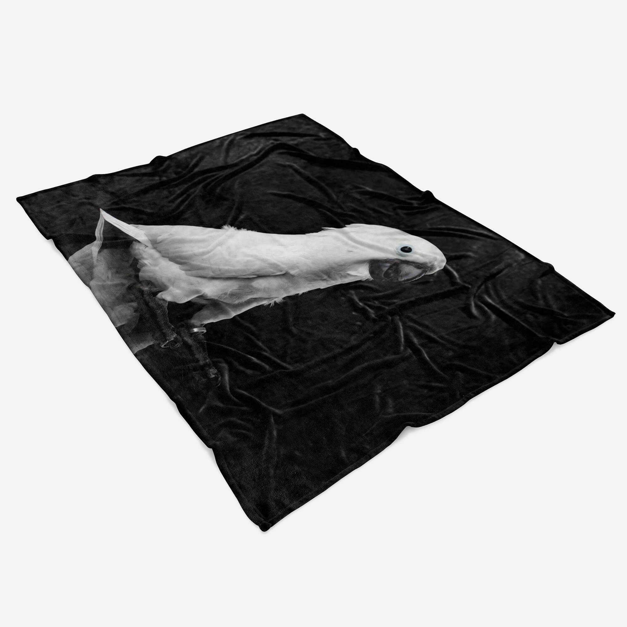mit weißen Tiermotiv Sinus Handtuch Strandhandtuch Kuscheldecke Handtuch Handtücher Art Baumwolle-Polyester-Mix Kakadus, (1-St), Saunatuch