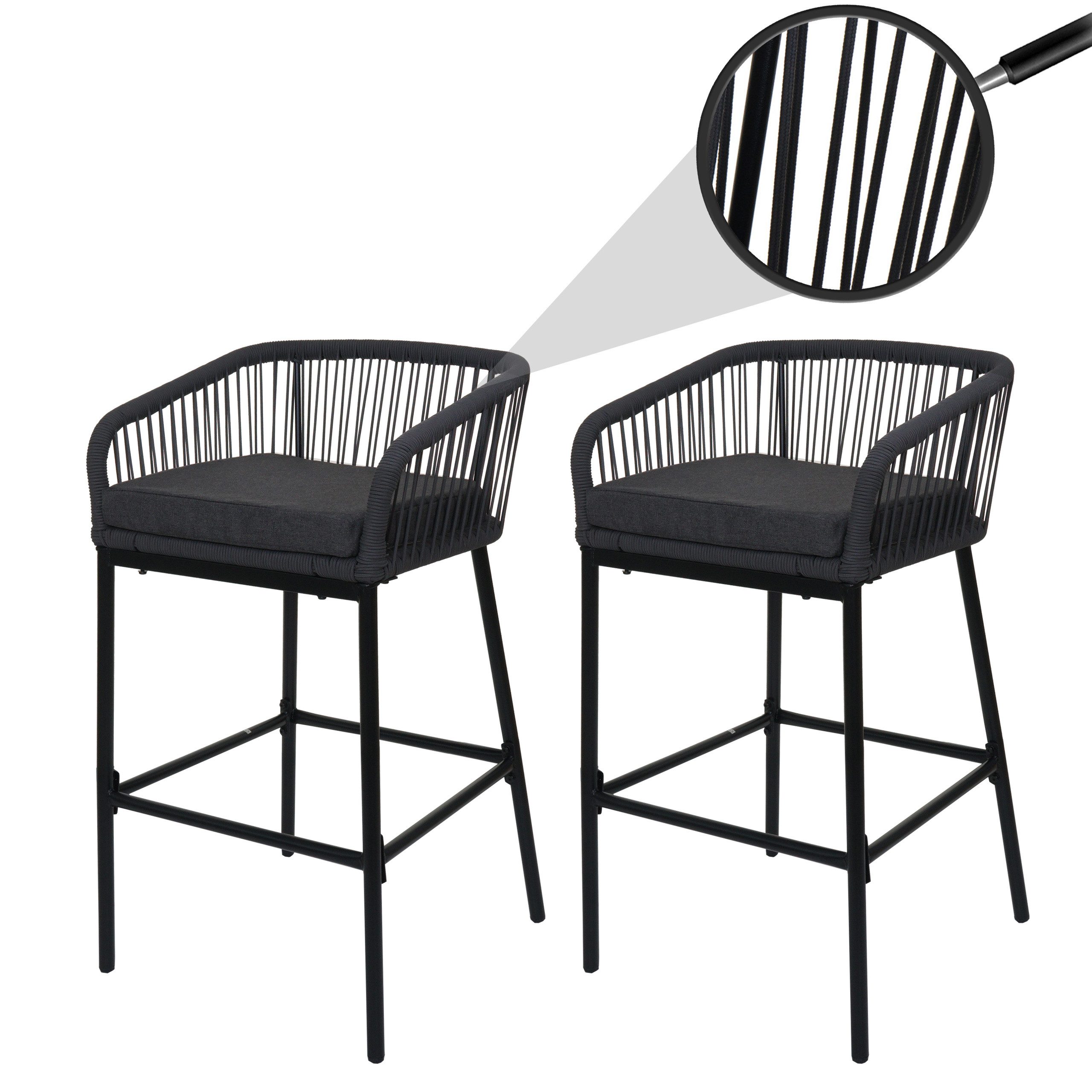 MCW Barhocker MCW-O22 (2 St), Mit Armlehne, Mit Fußstütze, Inklusive Sitzkissen, Weiche Polsterung