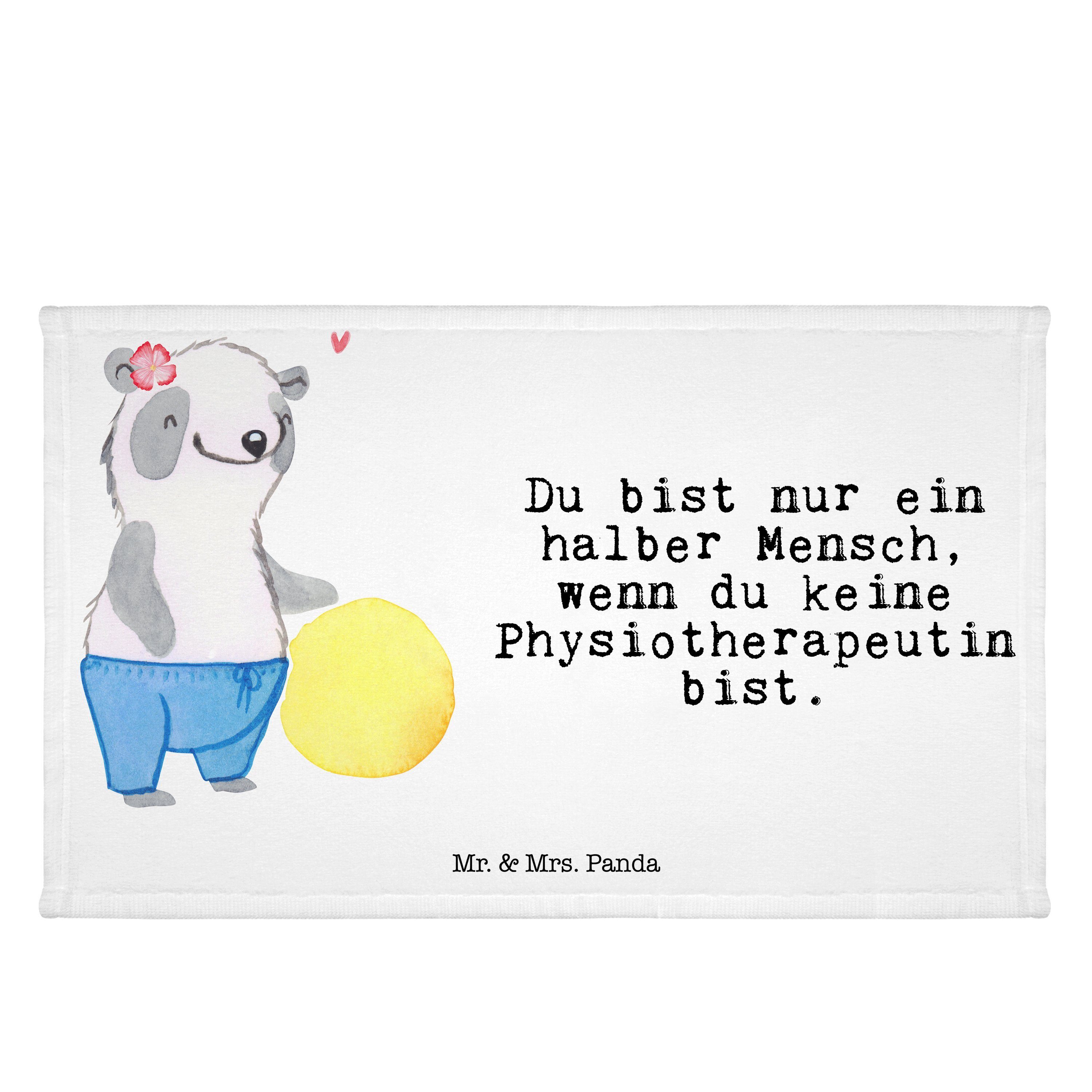 Mr. & Mrs. Panda Handtuch Physiotherapeutin mit Herz - Weiß - Geschenk, Gästetuch, Ausbildung, (1-St)