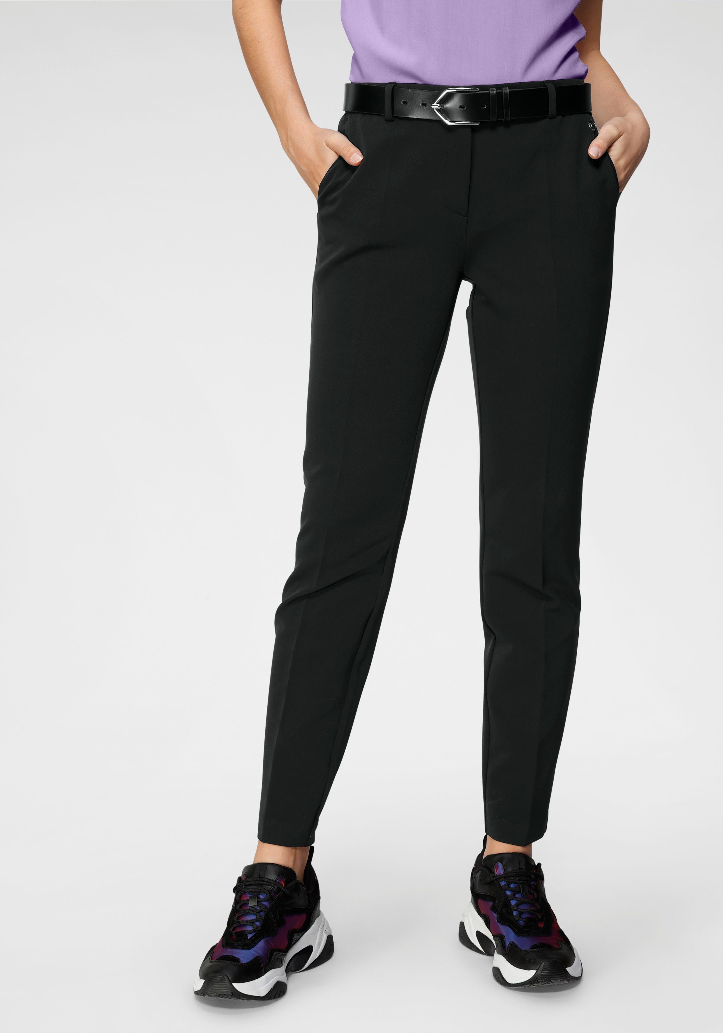 Anzughose schwarz nachhaltigem aus Material) Hose in Trendfarben Tamaris (