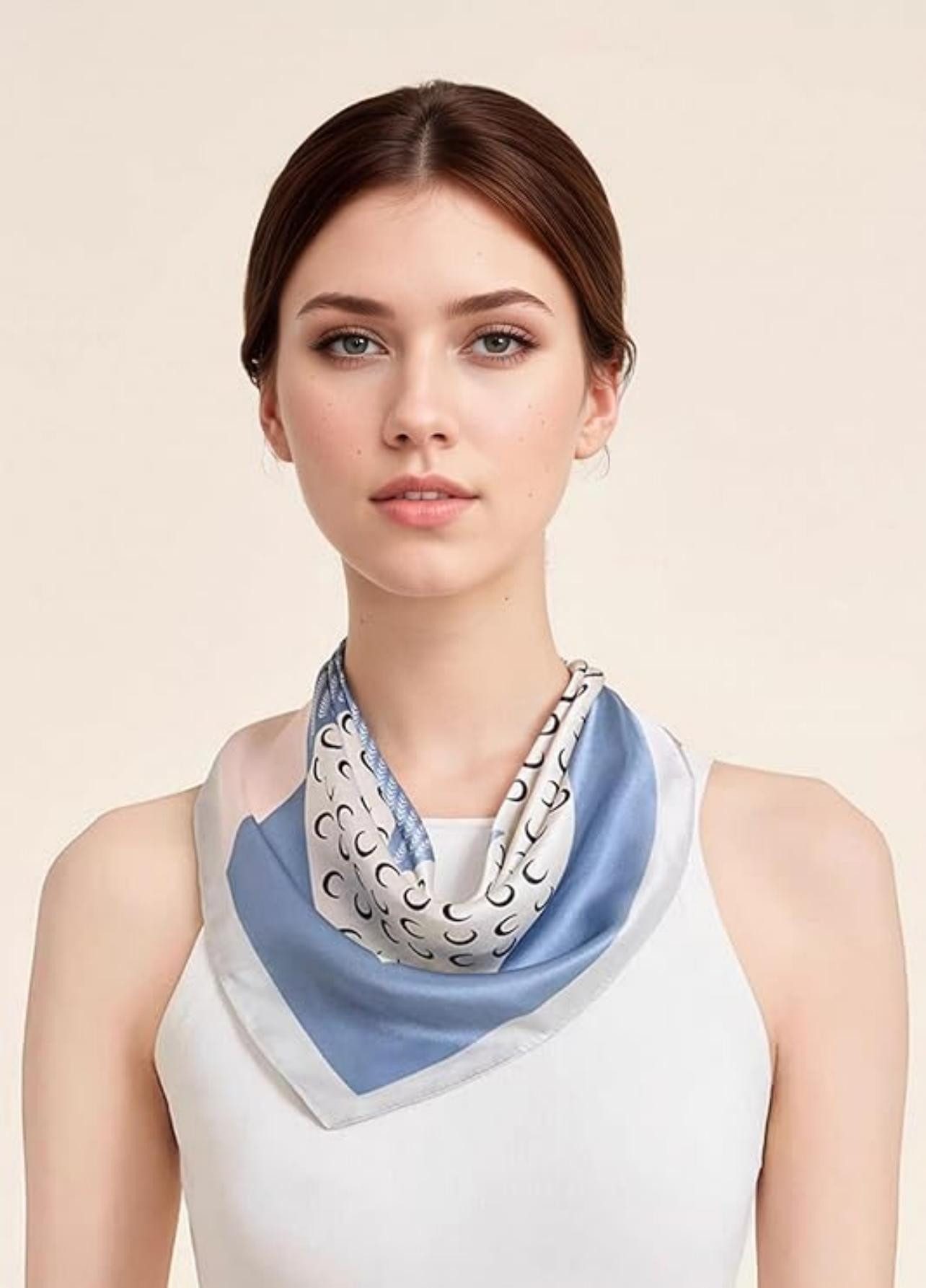 Zaewry Seidentuch Stirnband Quadratischer Haar-Bandanas-Schal für Damen