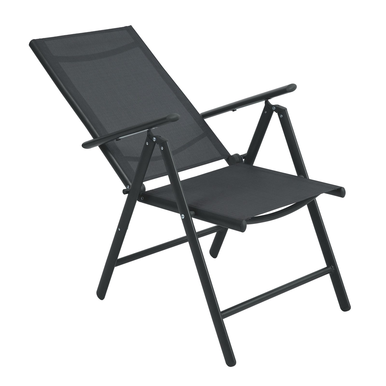 SVITA Klappstuhl 2er Set Gartenstuhl Klappbar (2 St), 2er Set, klappbar, verstellbare Rückenlehne, mit Armlehne, Schwarz