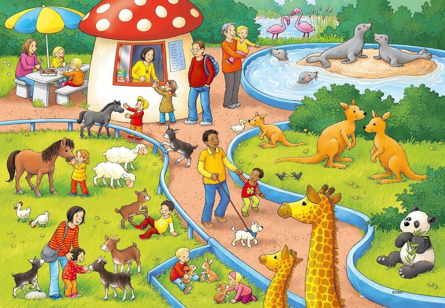 Ravensburger Puzzle Ein Tag im Teile, x Zoo. Kinderpuzzle 2 24 24 Puzzleteile