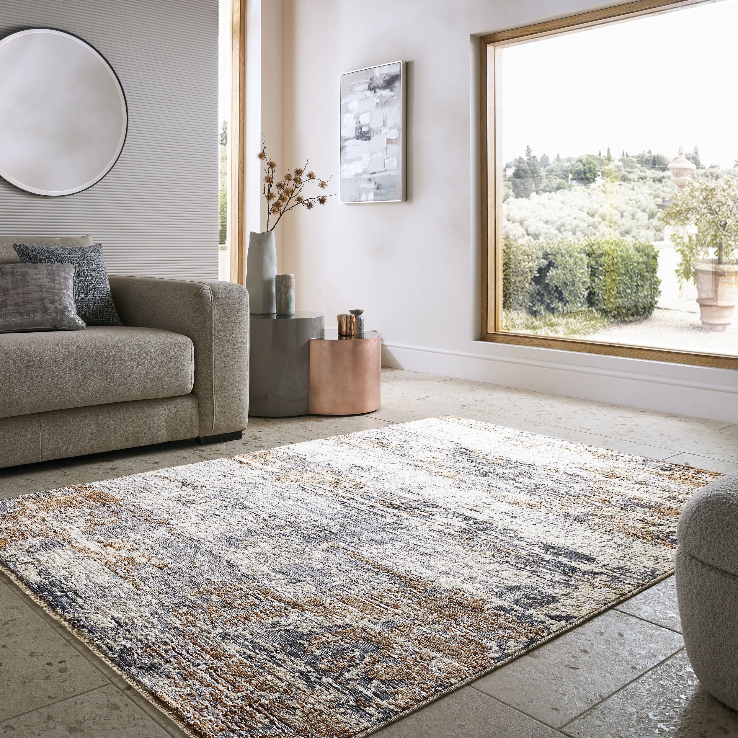 FLAIR RUGS Teppich Drift Abstract, Glanzeffekt, rechteckig, Höhe: 7 mm, aus recyceltem Polyester, Wohnzimmer, Schlafzimmer, Esszimmer
