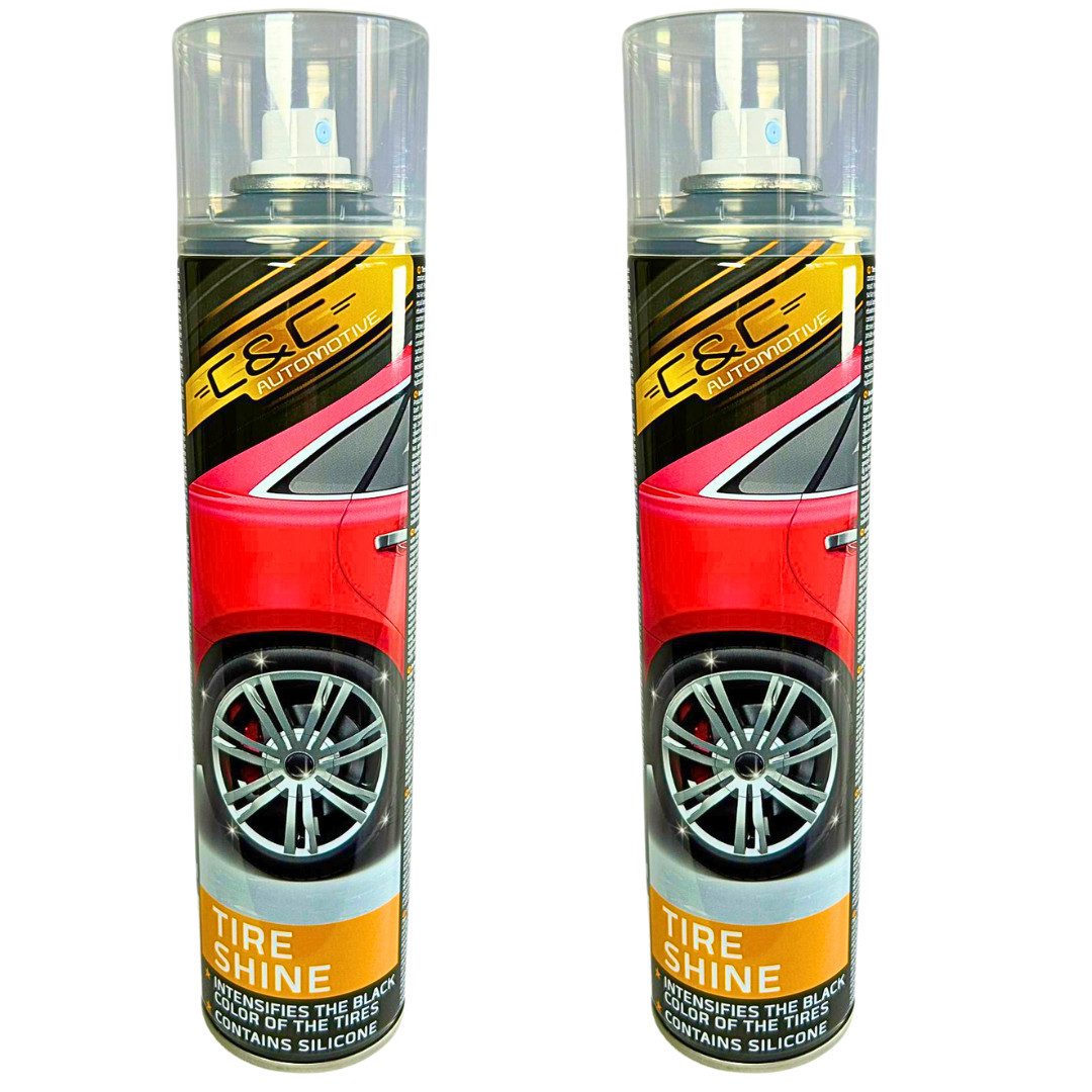 C&C Automotive 2x Reifenglanz Spray 400ml Reifenpflege Reiniger Schutz UV Pflege Set Felgenreiniger (2-St)