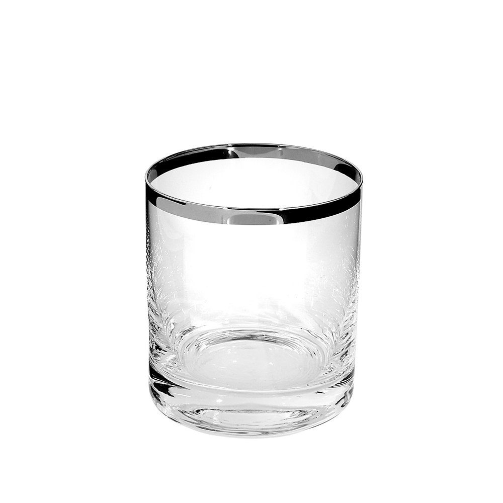 - silber-transparent x H. - Platinum Fink Whiskyglas Glas FINK D. 9cm 8cm