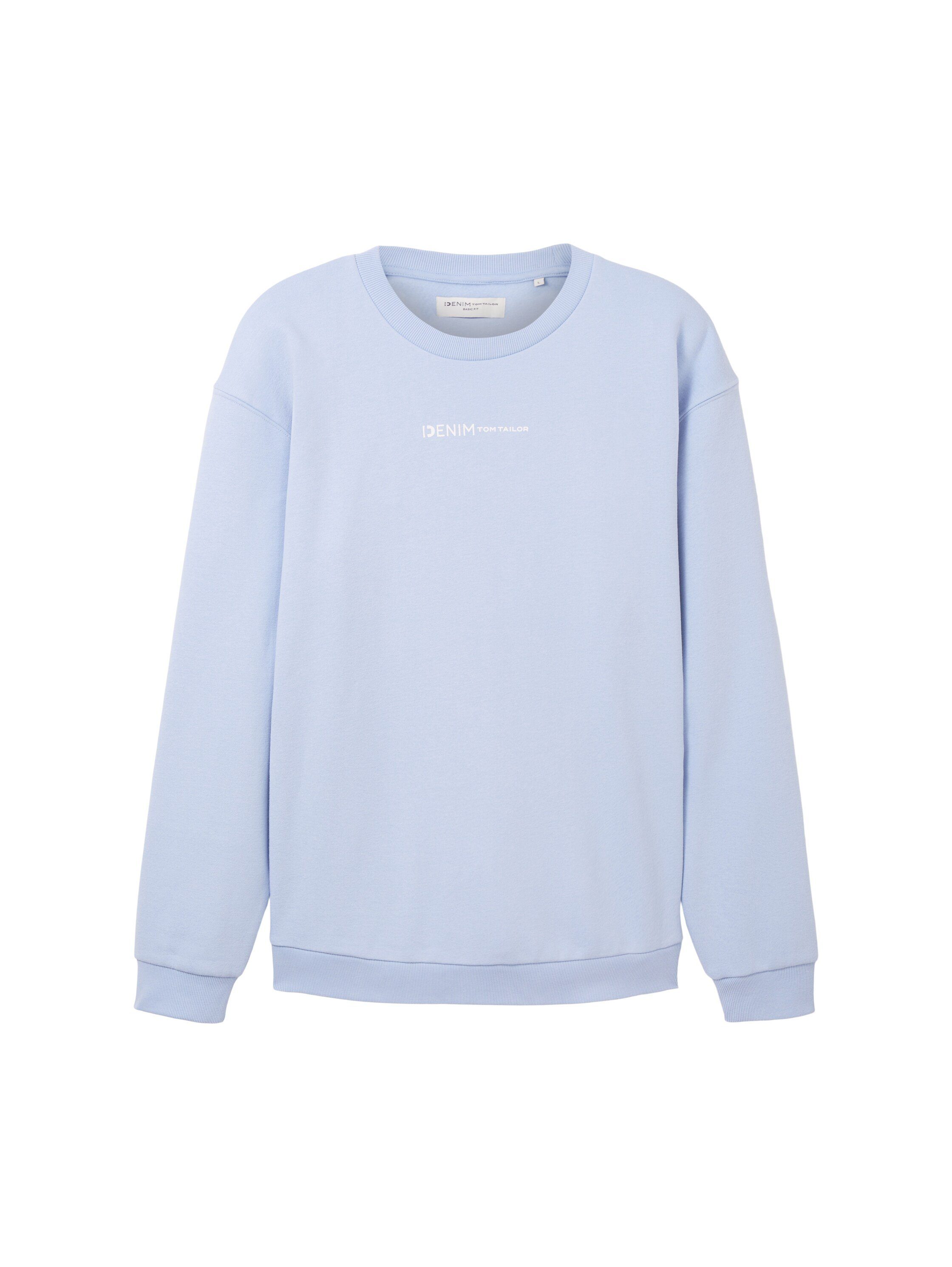 mit Logofrontprint blue tinted Sweatshirt TAILOR Denim TOM