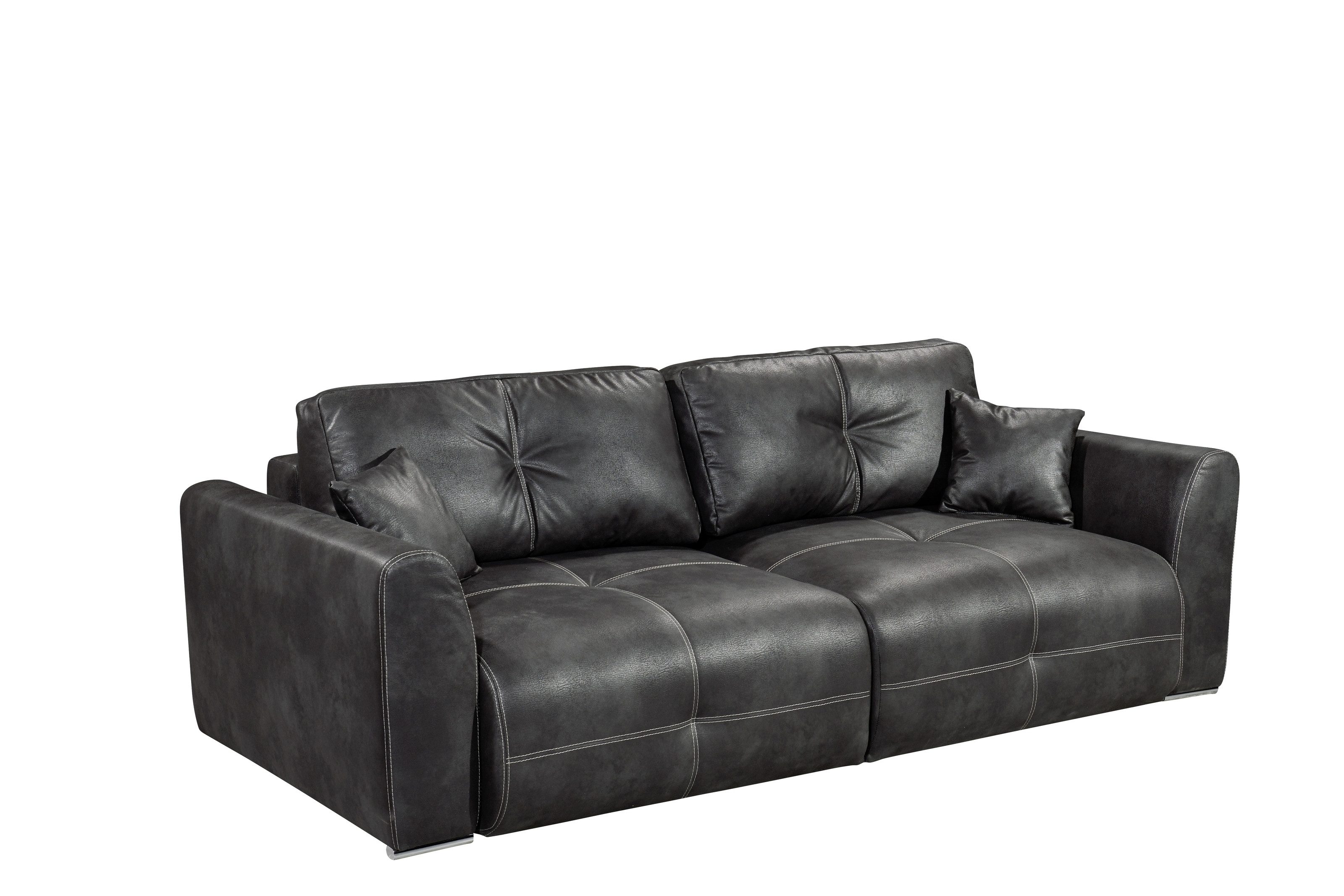 freiraum Schlafsofa DOLAN Lux.3DL, Liegefläche 160x197cm, anthrazit - 245x85x155 (BxHxT)