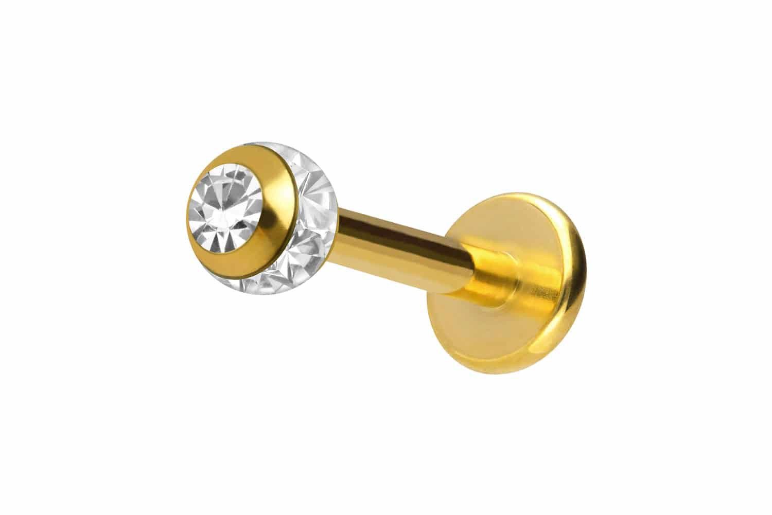 PIERCINGLINE Piercing-Set Chirurgenstahl Labret EPOXY-RING-KUGEL + KRISTALL günstig online kaufen