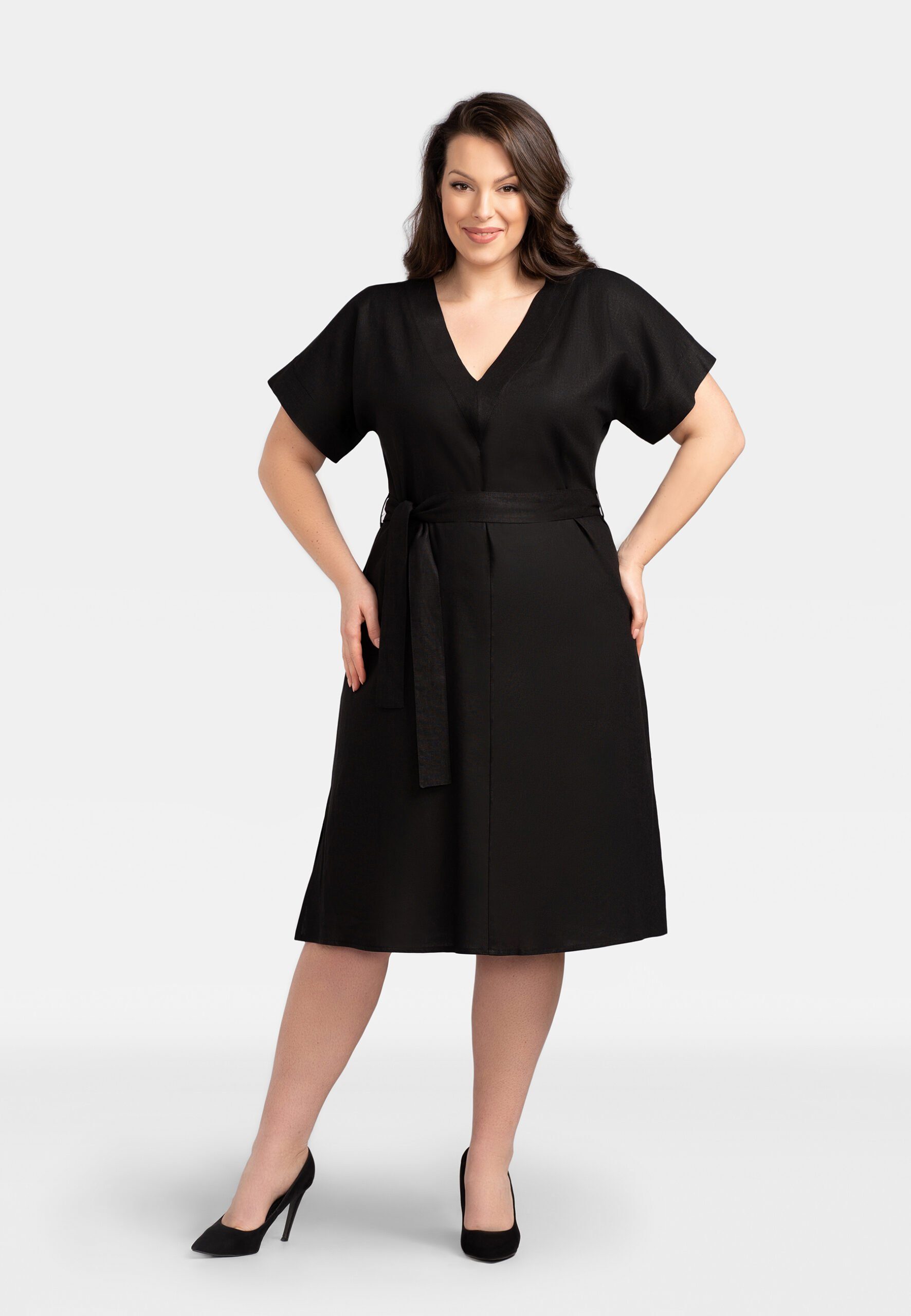 ORANDESIGNE Weihnachtskleid Damen – Midikleid Langarm Mit Festlichem Druck, A-Linie