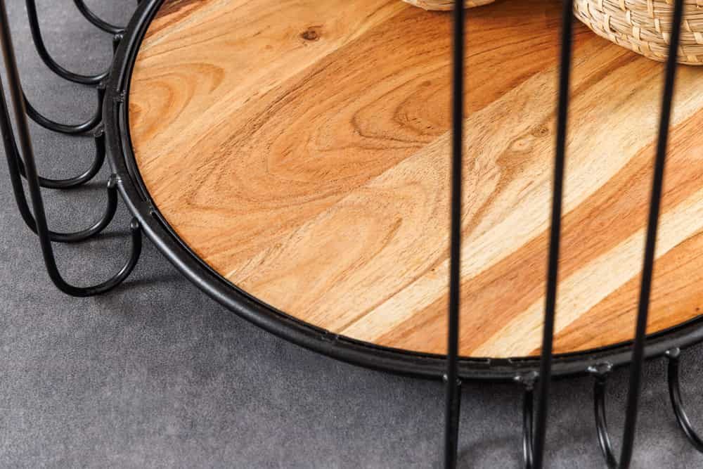 LebensWohnArt Beistelltisch Moderner Beistelltisch PRAWDA 50cm Akazie natur Eisengestell