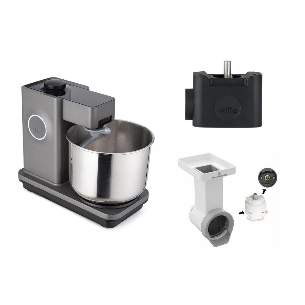 wilfa Küchenmaschine Probaker KM1GY-70 grau + Tool Adapter + Messerschmidt Gemüseschneider