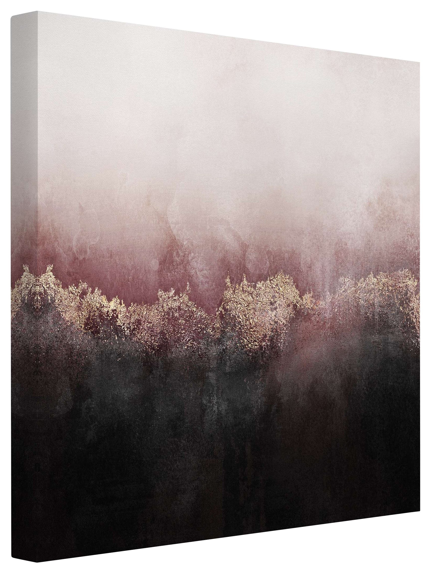 Bilderdepot24 Leinwandbild Kunstdruck Abstrakt Modern Gold Dämmerung rosa Bild auf Leinwand XXL, Wohnzimmer Schlafzimmer Küche Flur Wandbild Kunstkopie Wanddeko Druck