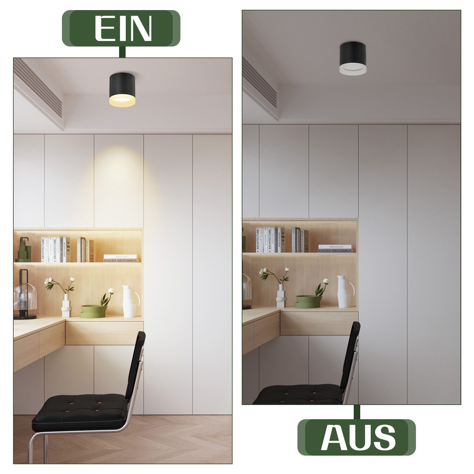 Faretto led da soffitto nero rotondo a plafone 5w bianco caldo_voghion.com