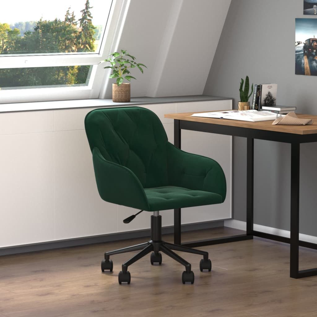 vidaXL Bürostuhl NA Bürostuhl Drehbar Dunkelgrün Samt Drehstuhl Arbeitsplatz Home Offi