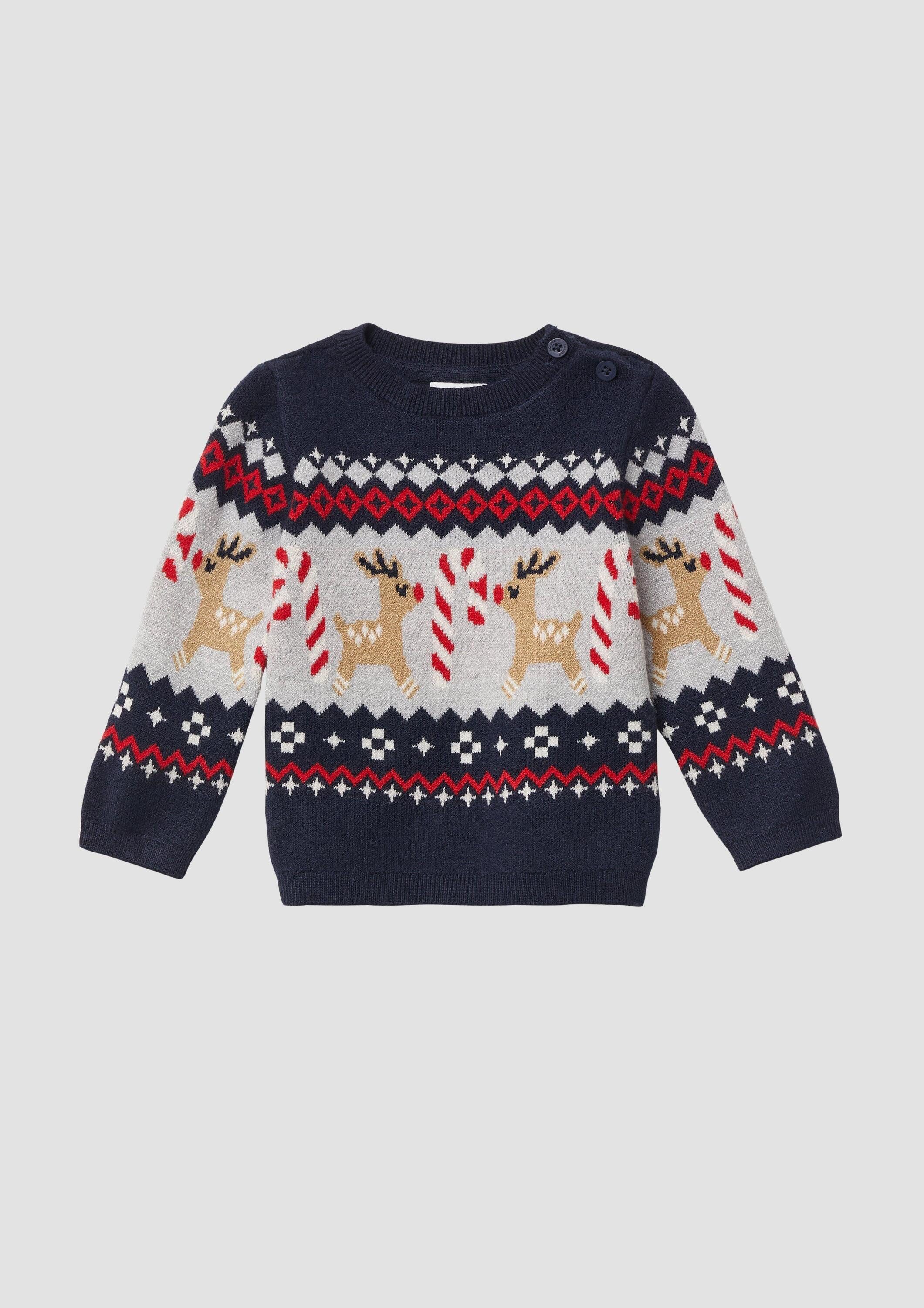 s.Oliver Longpullover Strickpullover Strickpullover mit Weihnachtsmotiven