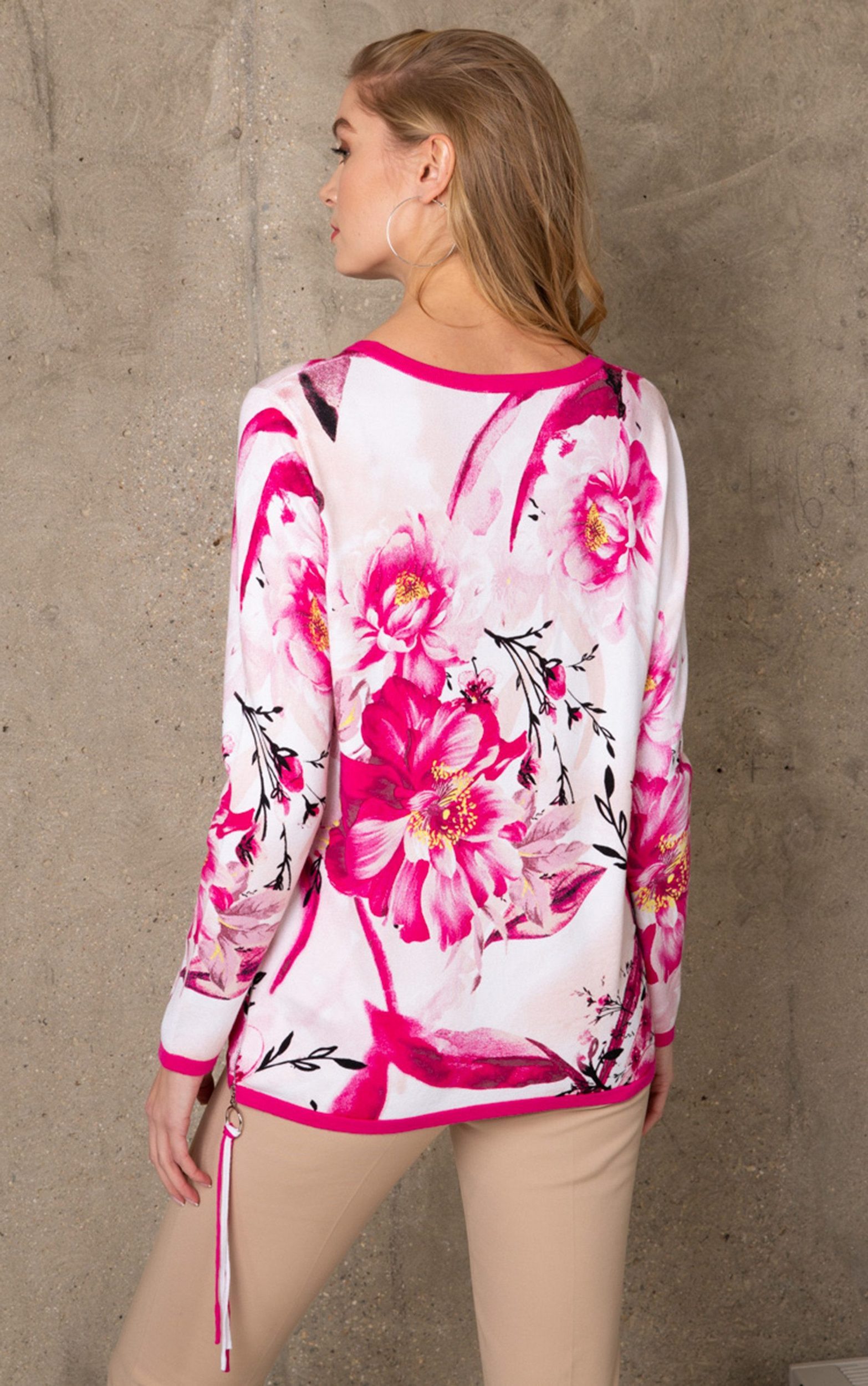 Passioni Strickpullover mit Blumen Design günstig online kaufen